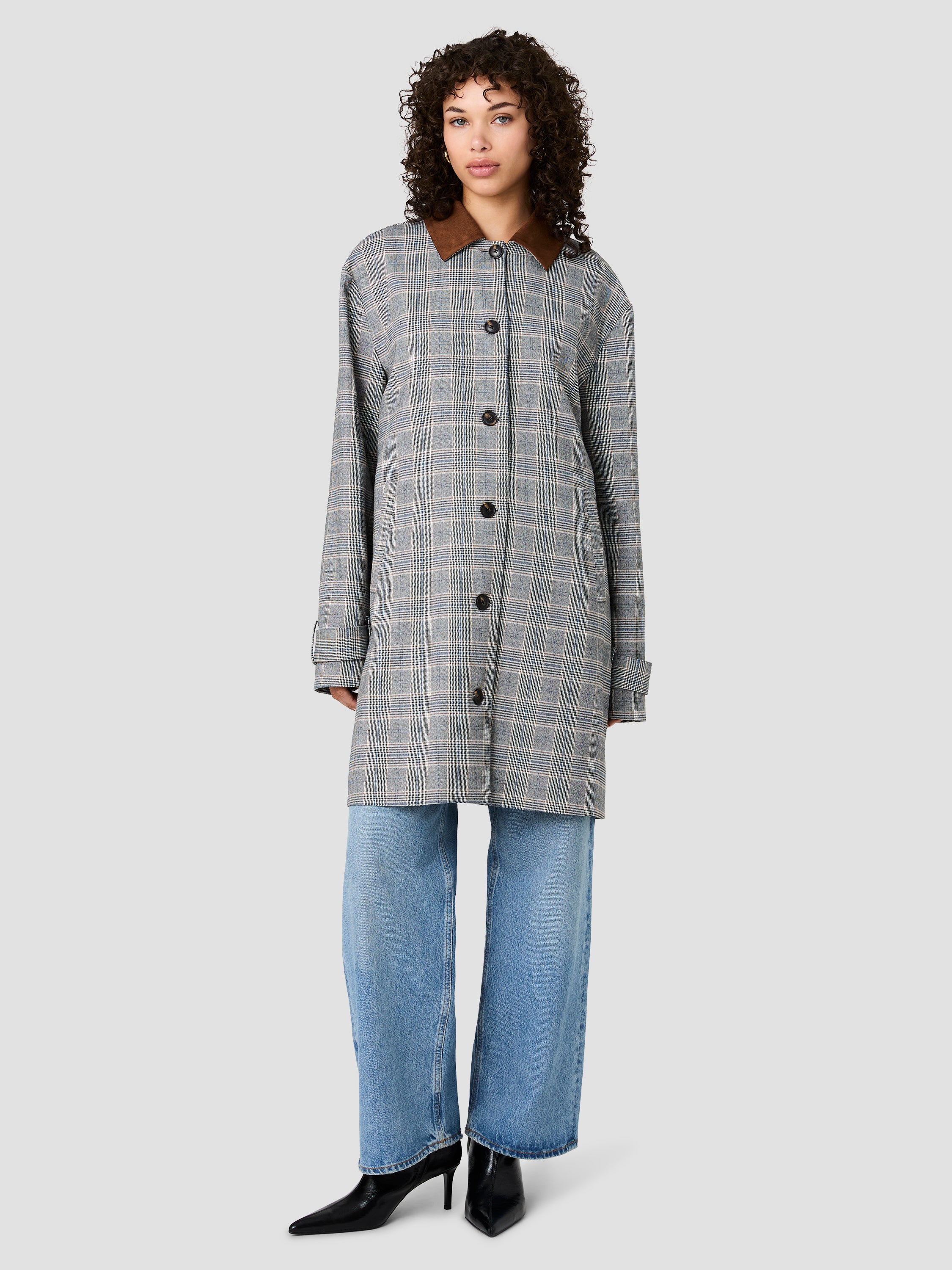 MATTEO PLAID SUEDE COLLAR COAT - Image 5