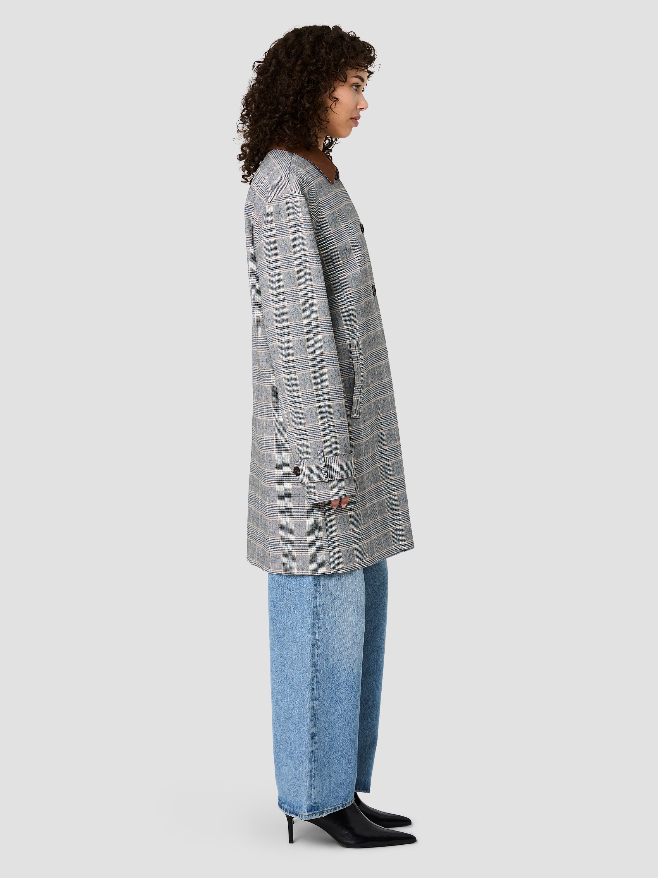 MATTEO PLAID SUEDE COLLAR COAT - Image 6