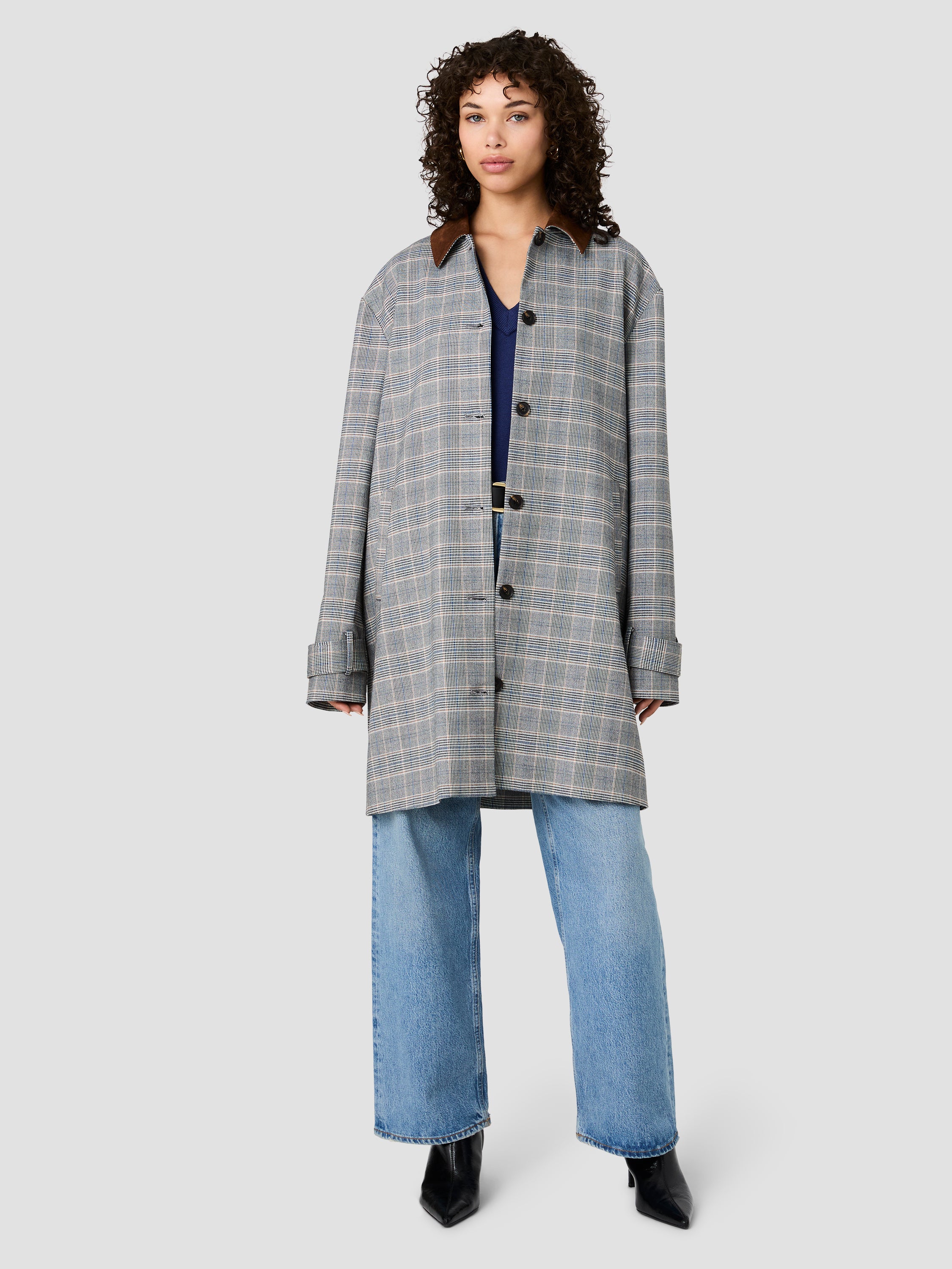 MATTEO PLAID SUEDE COLLAR COAT - Image 7