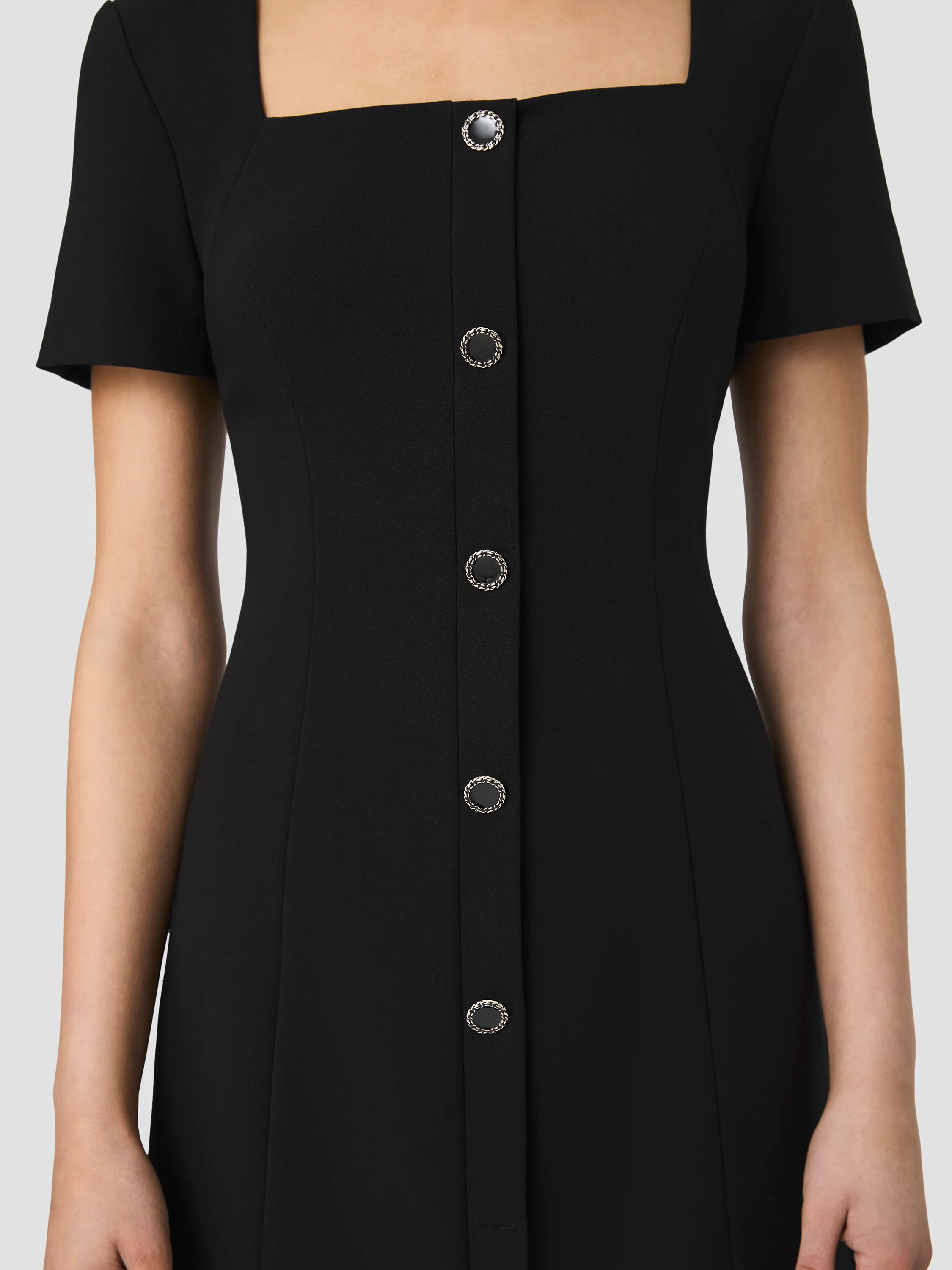 AZRA TWILL BUTTON FRONT SHORT SLEEVE MINI DRESS - Image 3