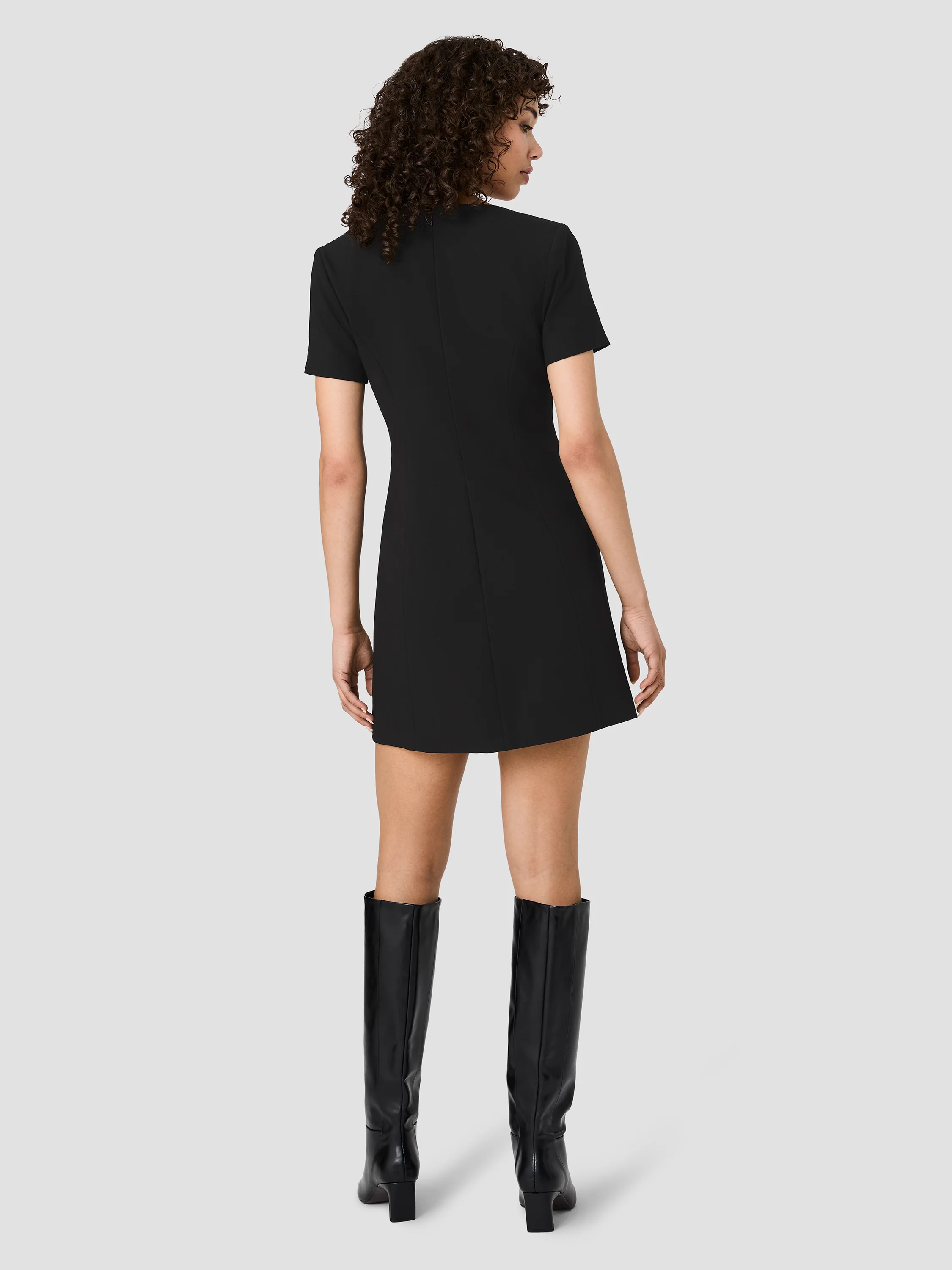 AZRA TWILL BUTTON FRONT SHORT SLEEVE MINI DRESS - Image 4