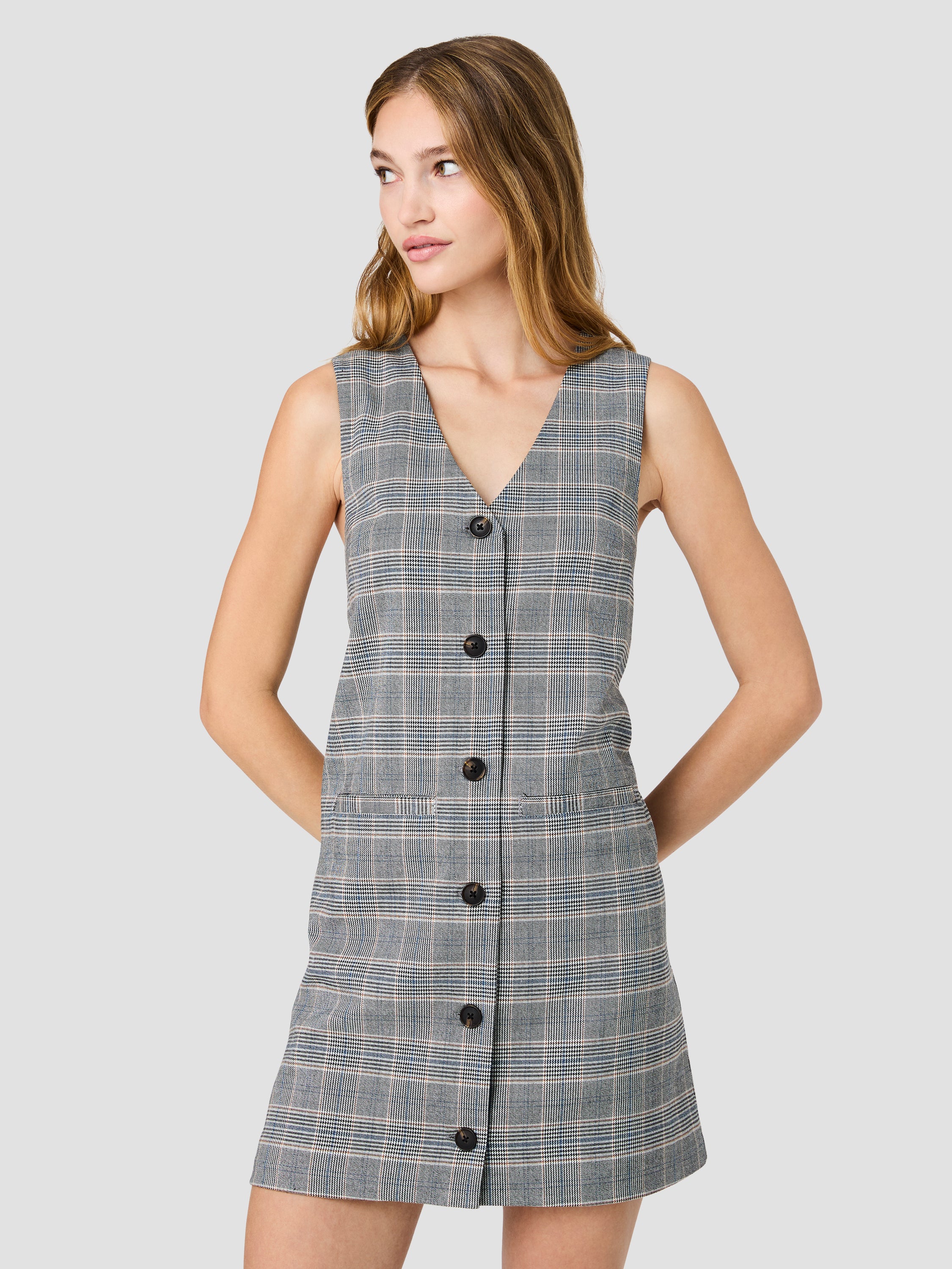 MATTEO PLAID A-LINE MINI DRESS - Image 2