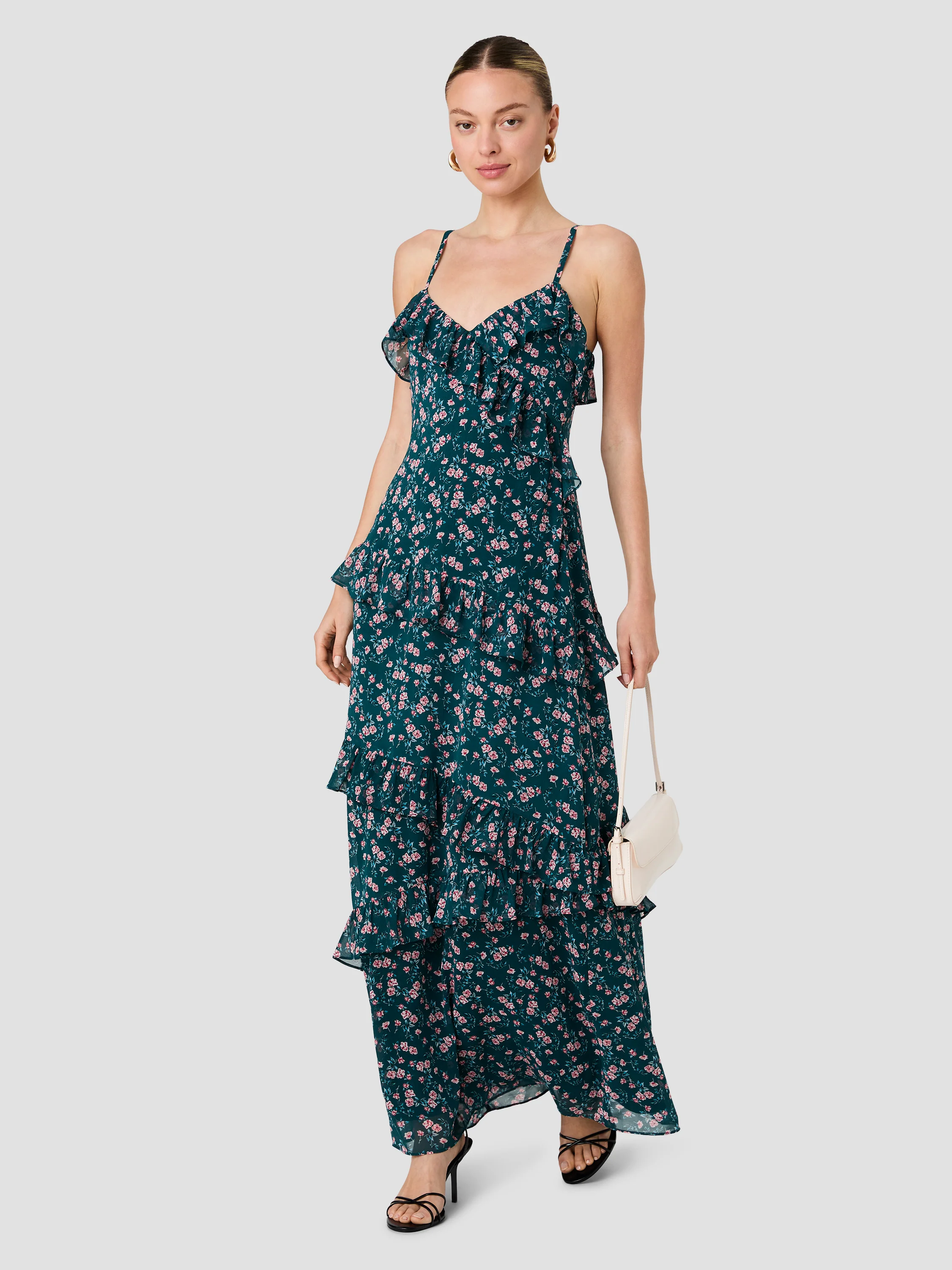 MARINA LUCIA FLEUR RUFFLE MAXI DRESS