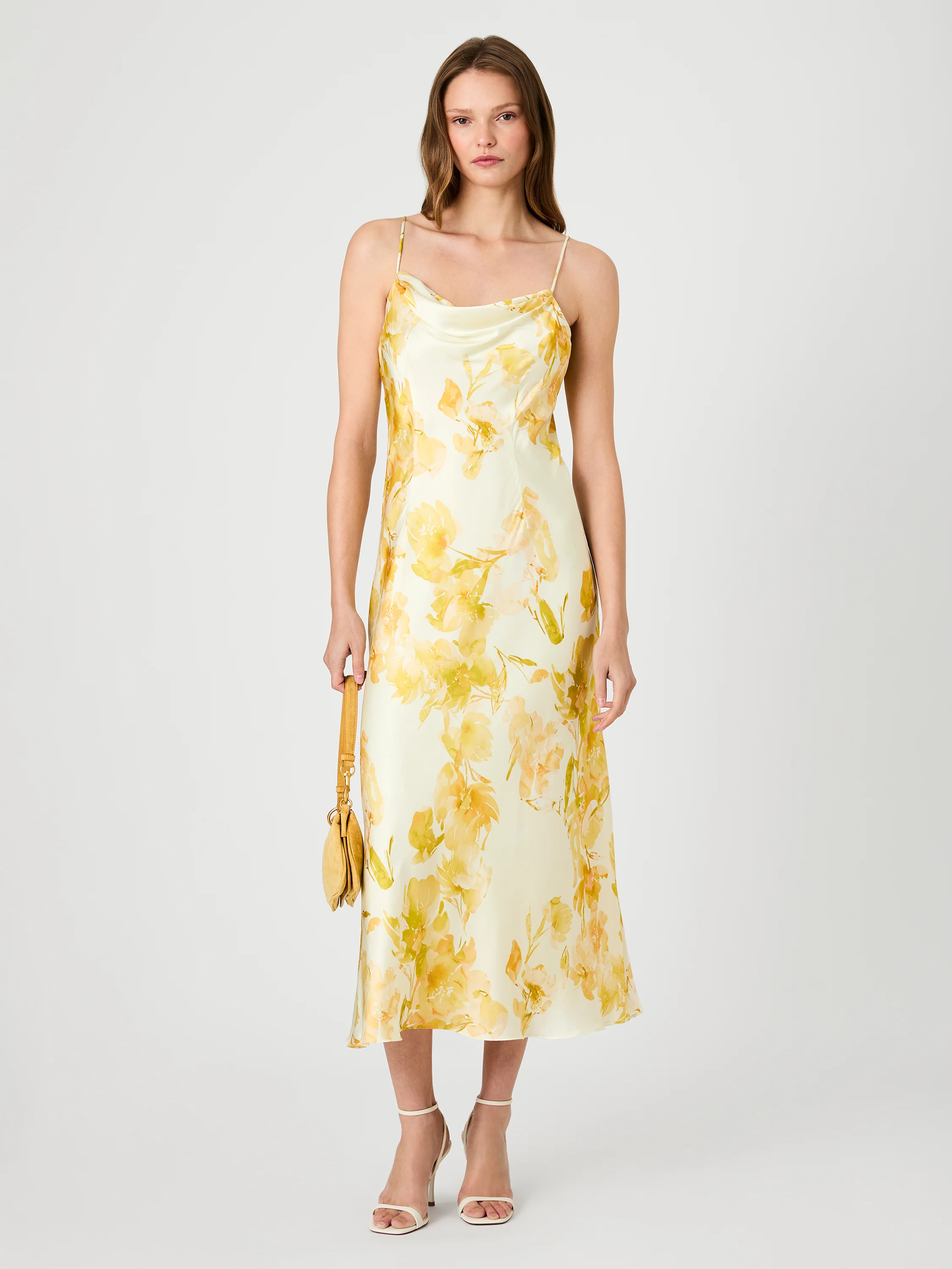 OONA SATIN SOPHIE FLEUR COWL NECK DRESS - Image 2