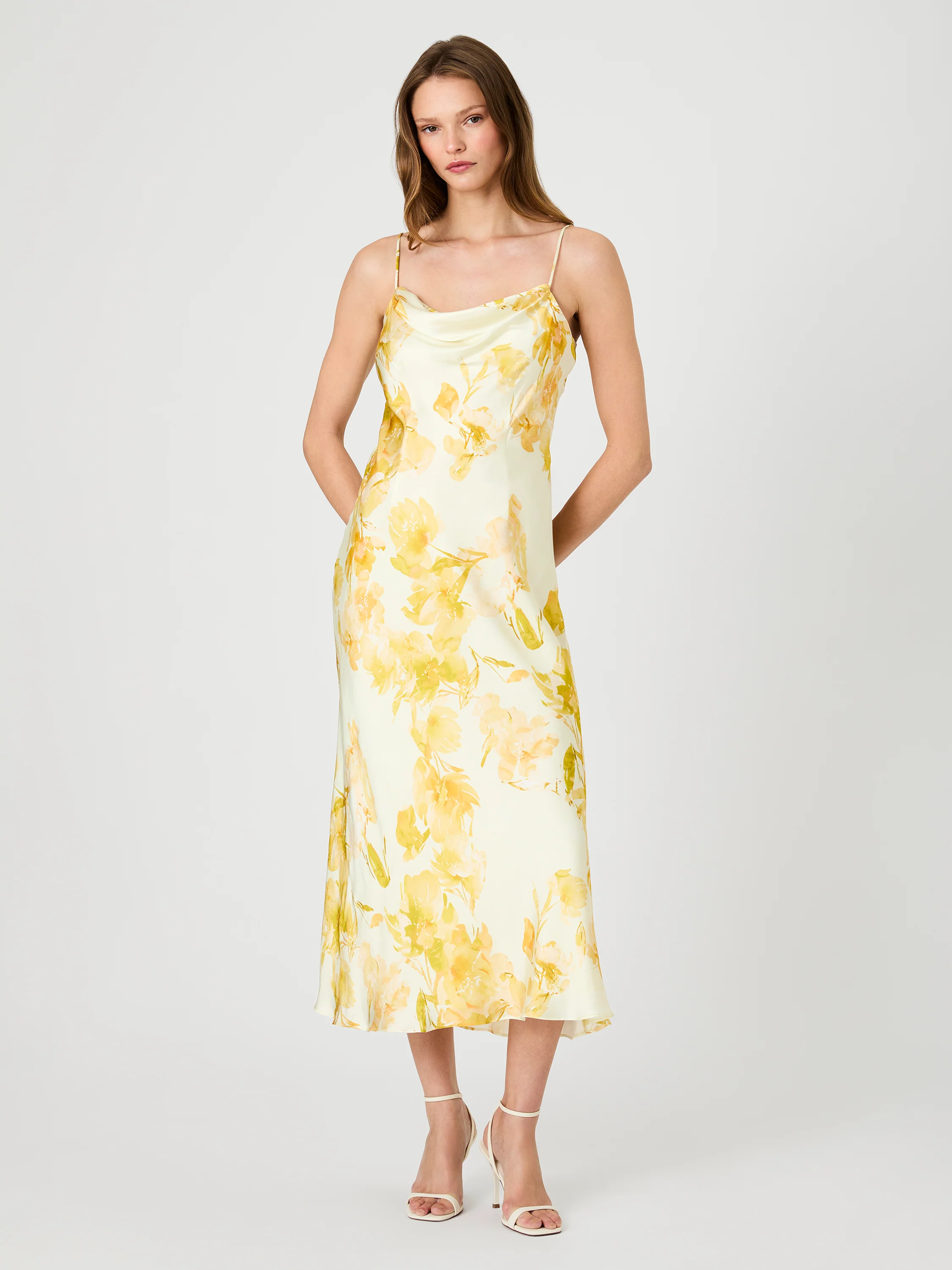 OONA SATIN SOPHIE FLEUR COWL NECK DRESS - Image 8