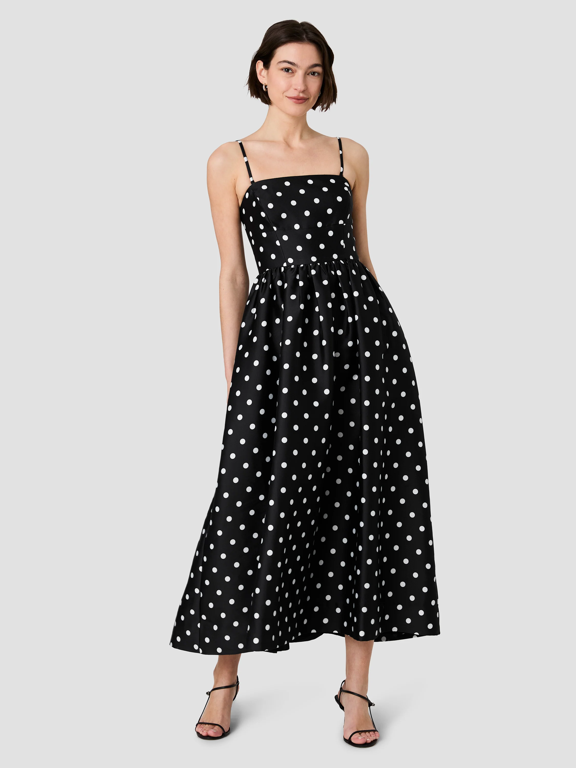 STRUCTURED TAFFETA POLKA DOT STRAPLESS MIDI DRESS - Image 5