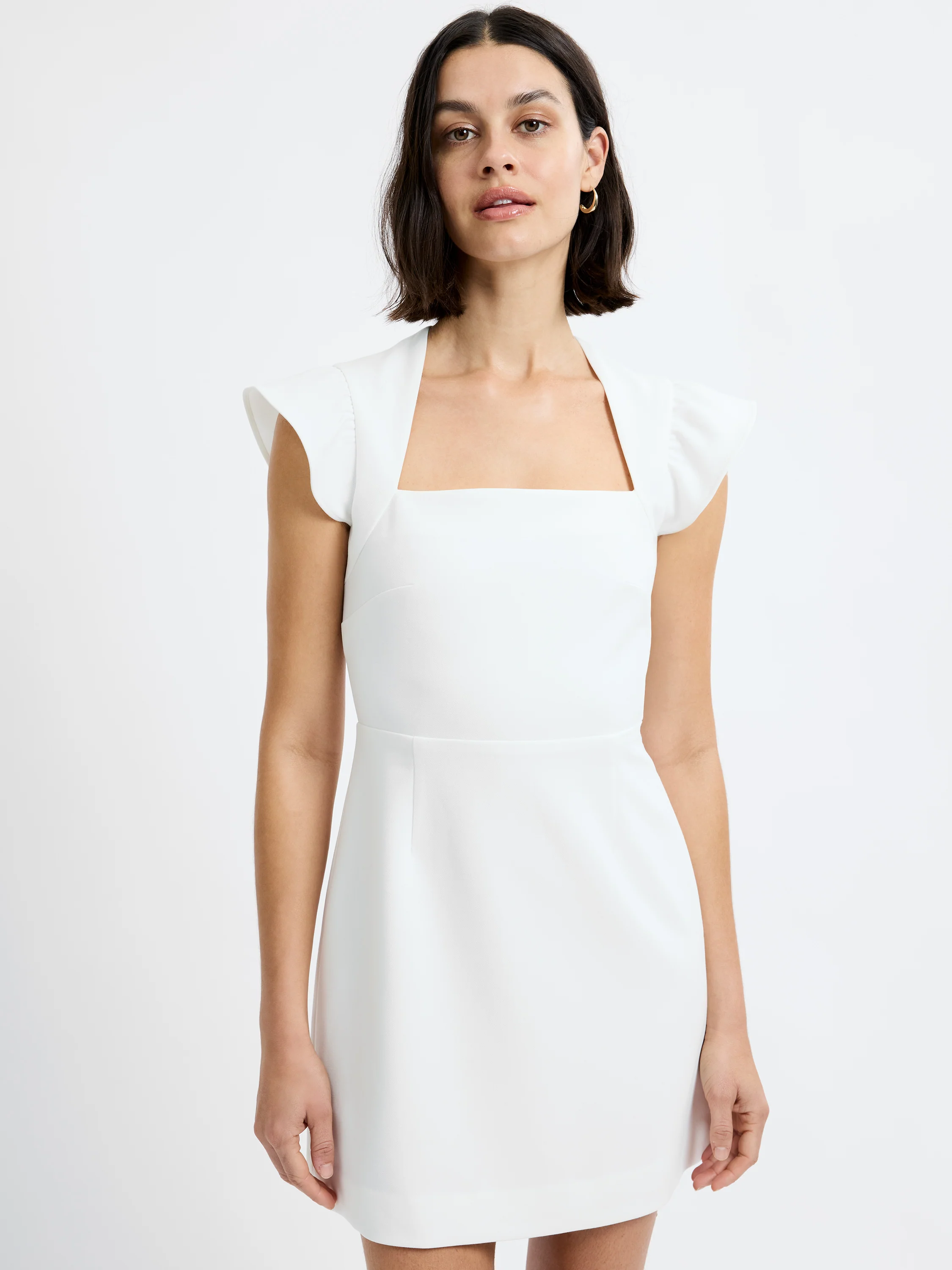 WHISPER SQUARE NECK FLUTTER SLEEVE MINI DRESS - Image 2