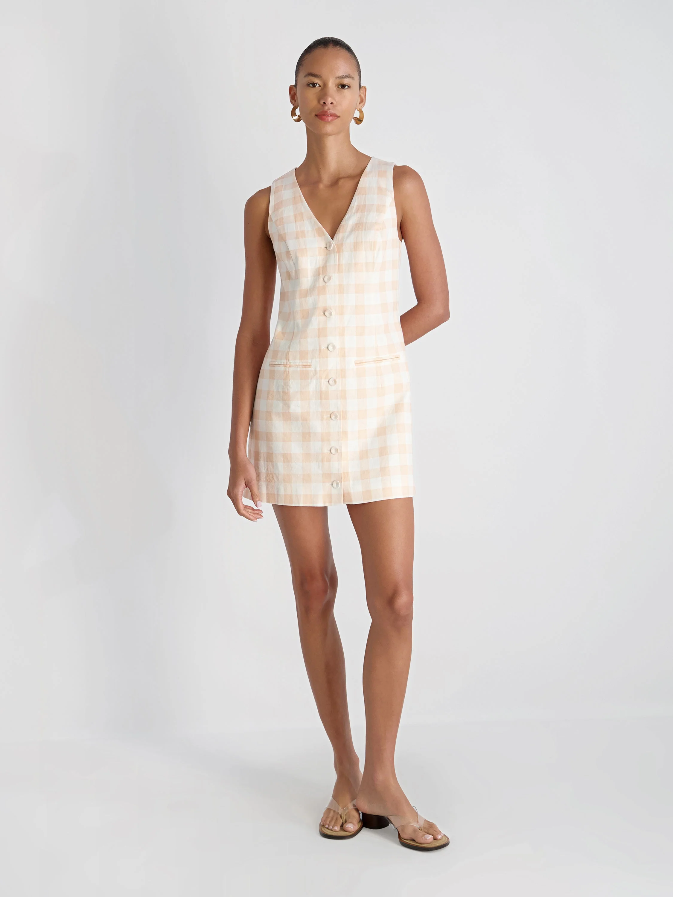 ASPEN LINEN GINGHAM MINI DRESS - Image 3