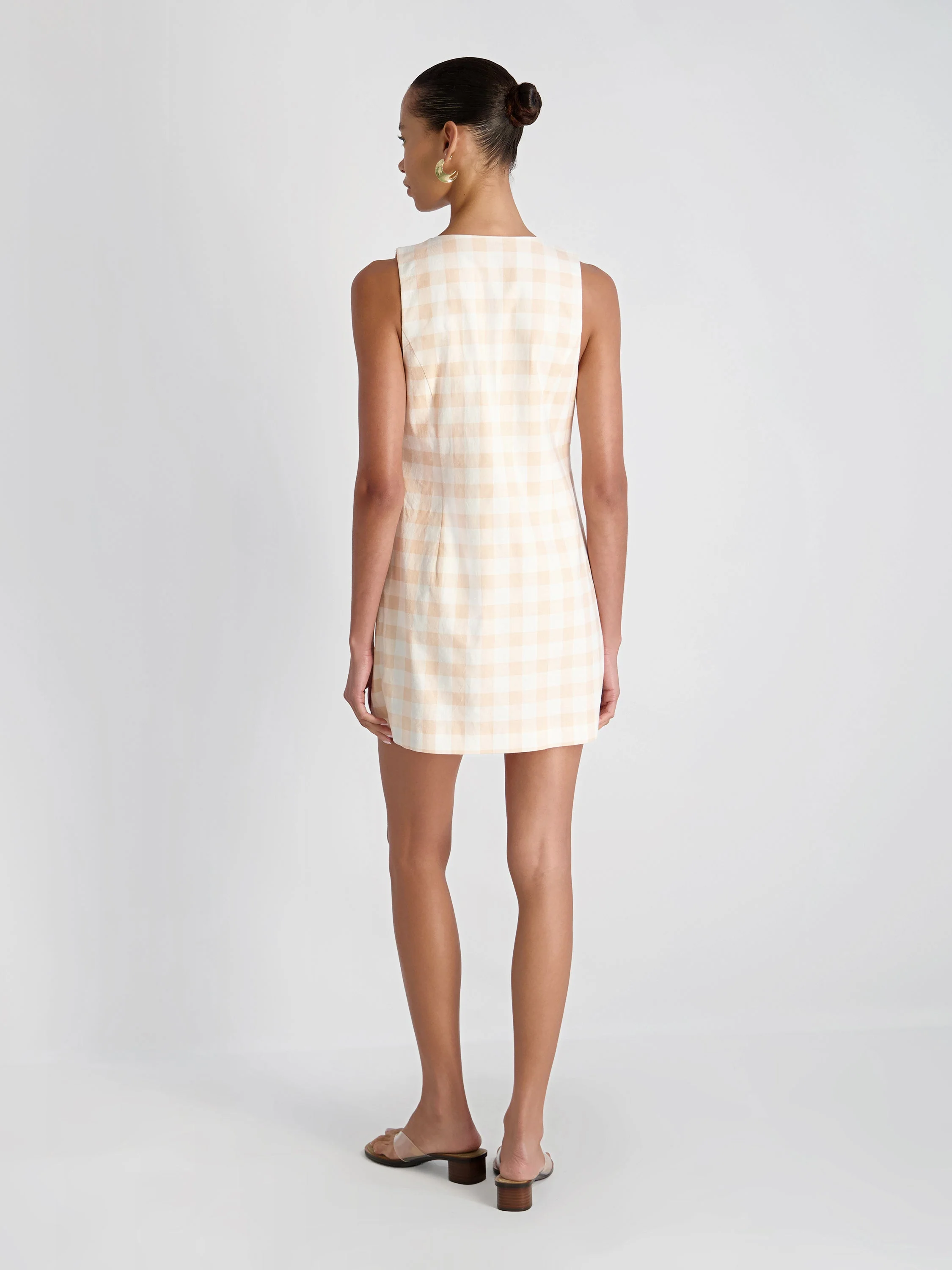 ASPEN LINEN GINGHAM MINI DRESS - Image 4