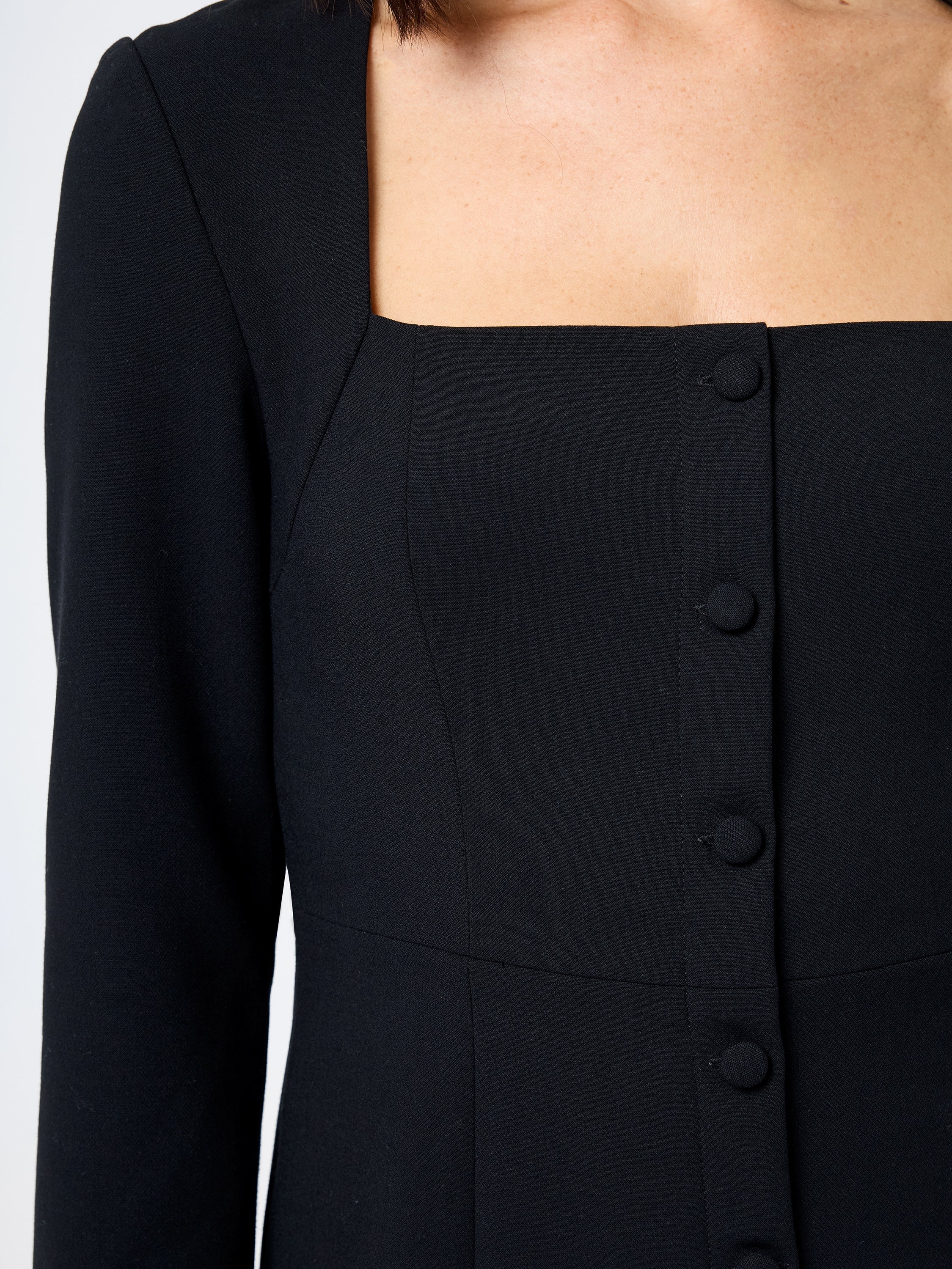 WHISPER SQUARE NECK LONG SLEEVE MINI DRESS - Image 5