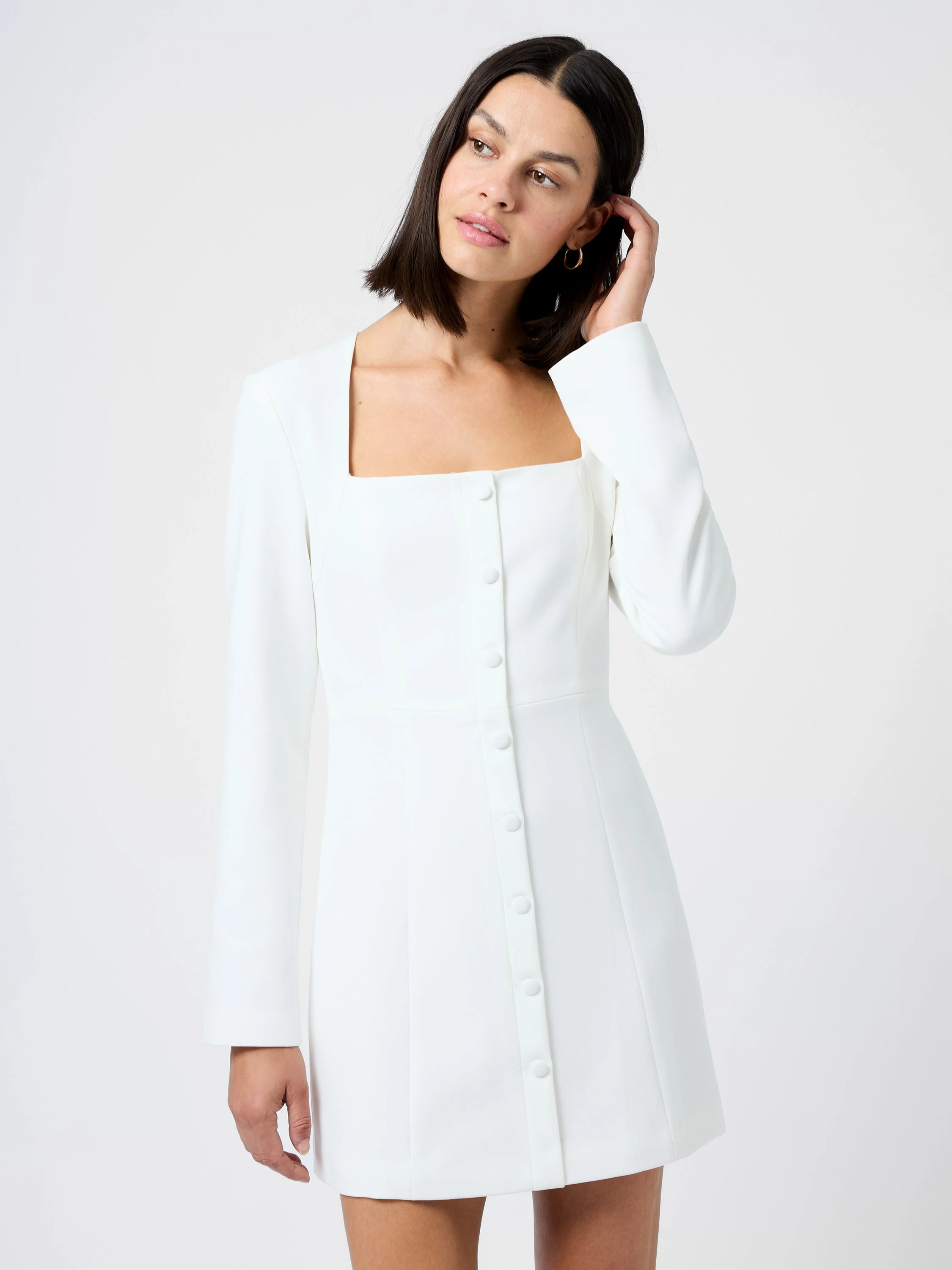 WHISPER SQUARE NECK LONG SLEEVE MINI DRESS - Image 2