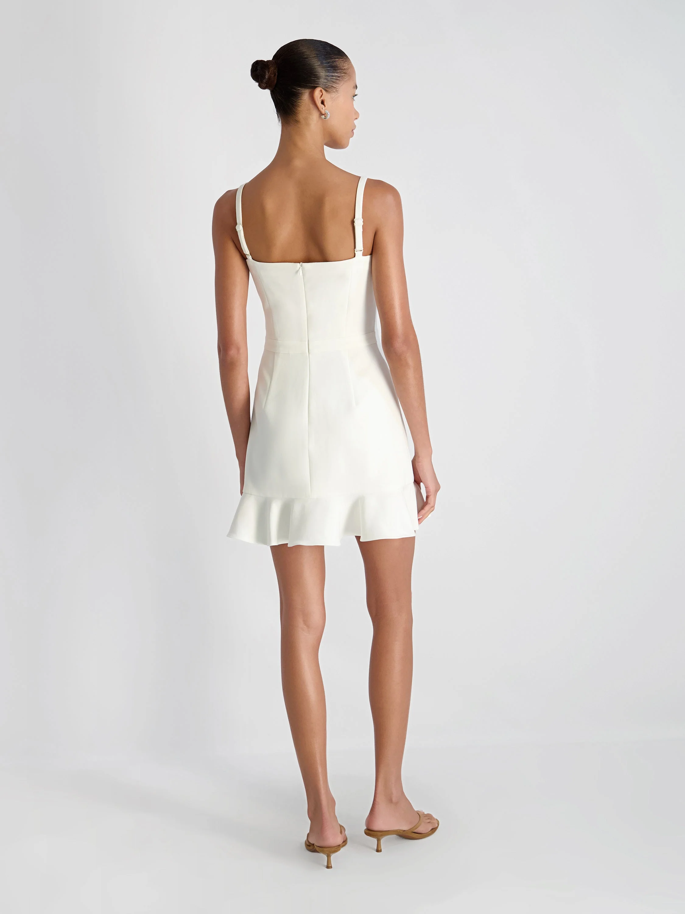 WHISPER SQUARE NECK FRILL HEM MINI DRESS - Image 3