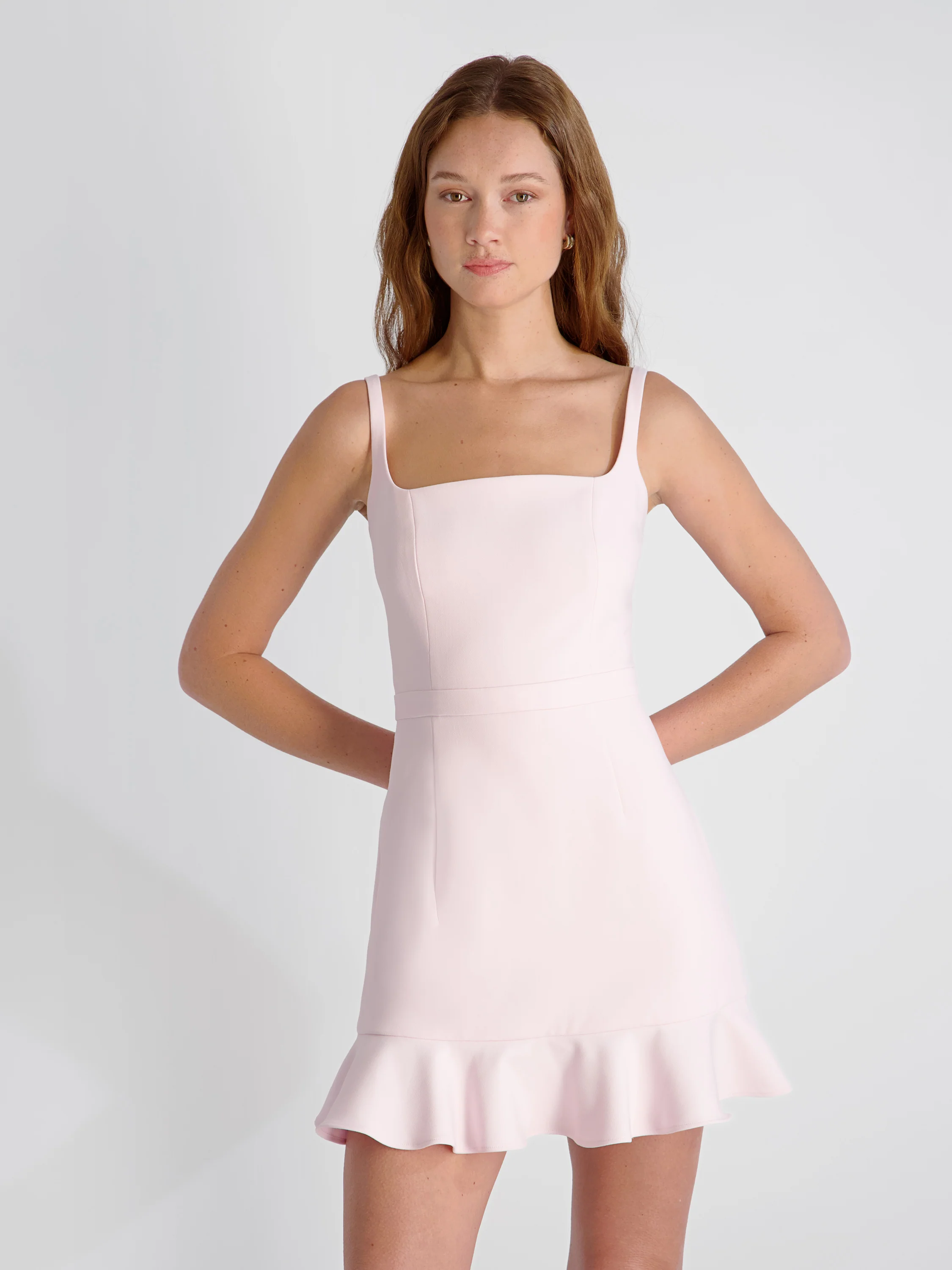 WHISPER SQUARE NECK FRILL HEM MINI DRESS - Image 2
