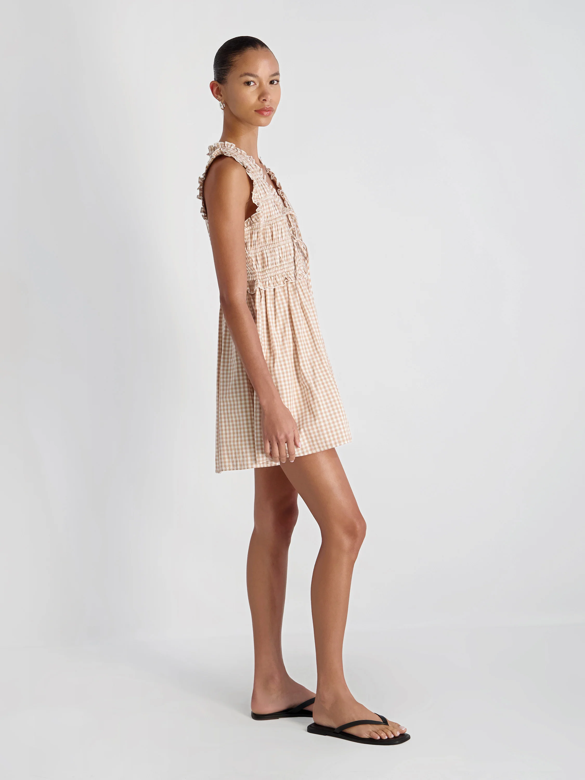 RHODES POPLIN GINGHAM SMOCKED DRESS - Image 4