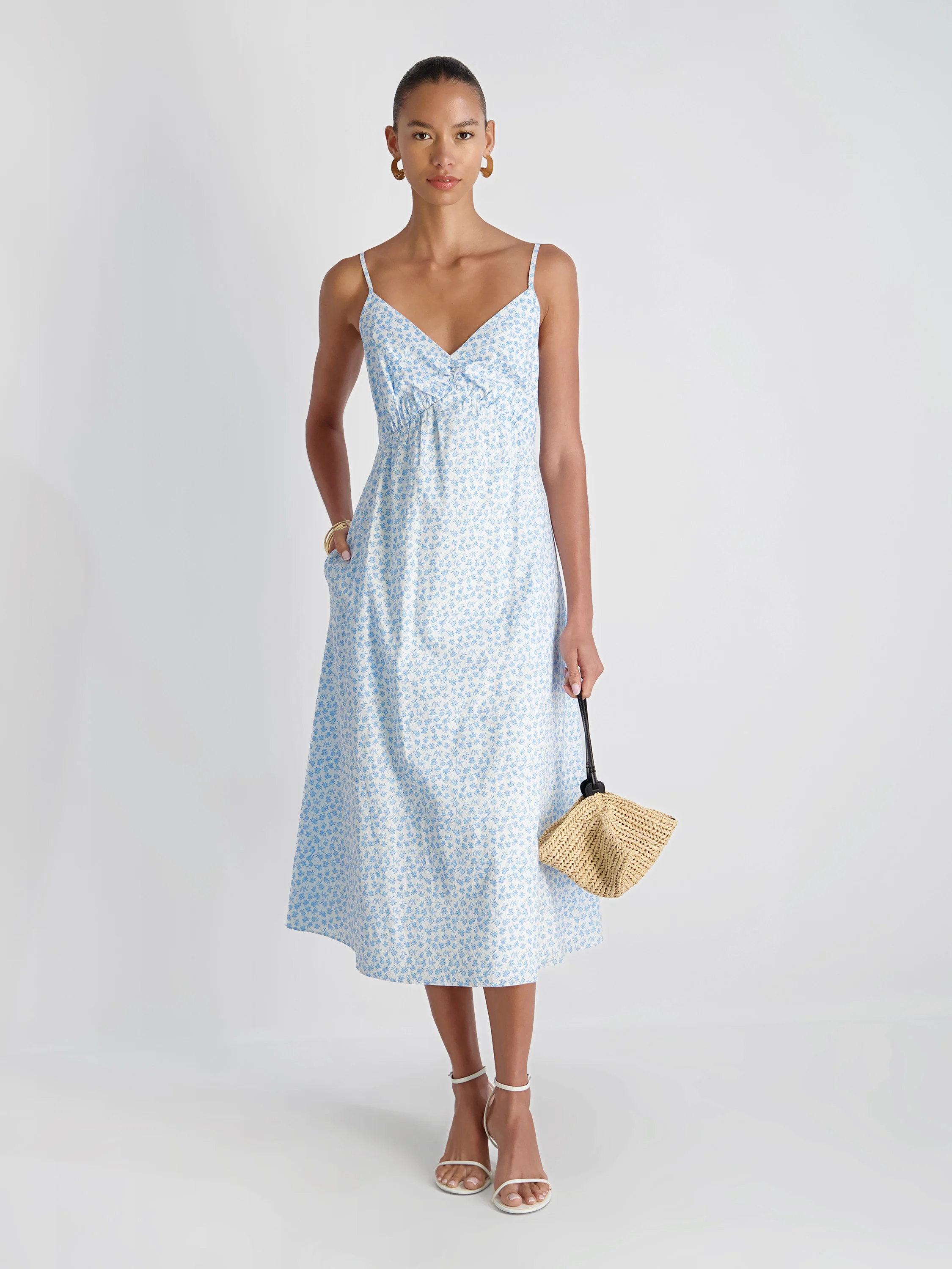 RHODES POPLIN STACEY FLEUR MIDI DRESS