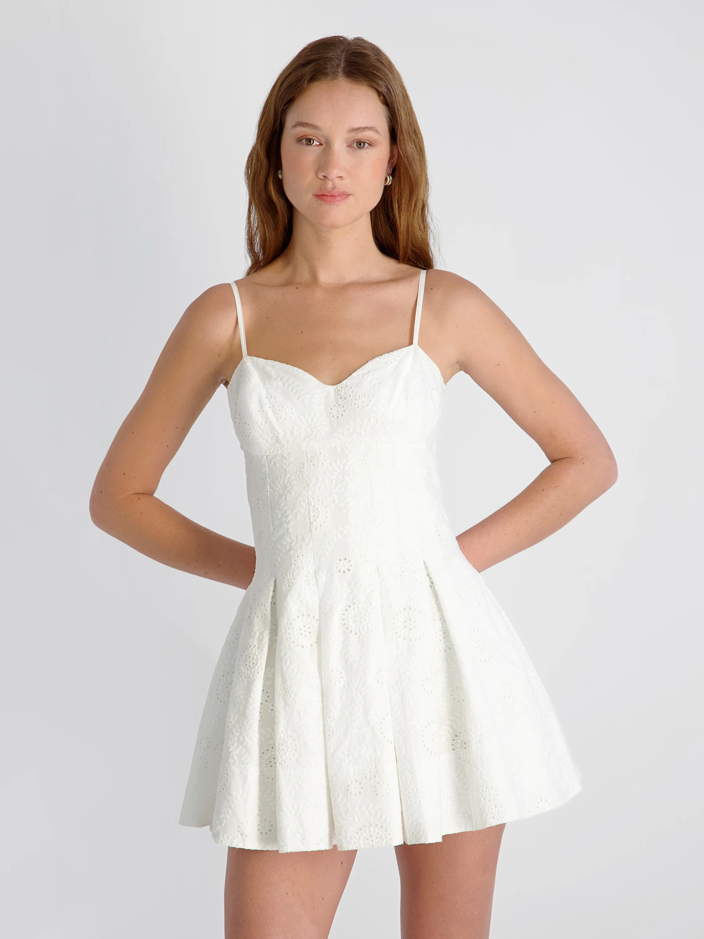 SVEA FLORAL EYELET MINI FLARE DRESS - Image 2