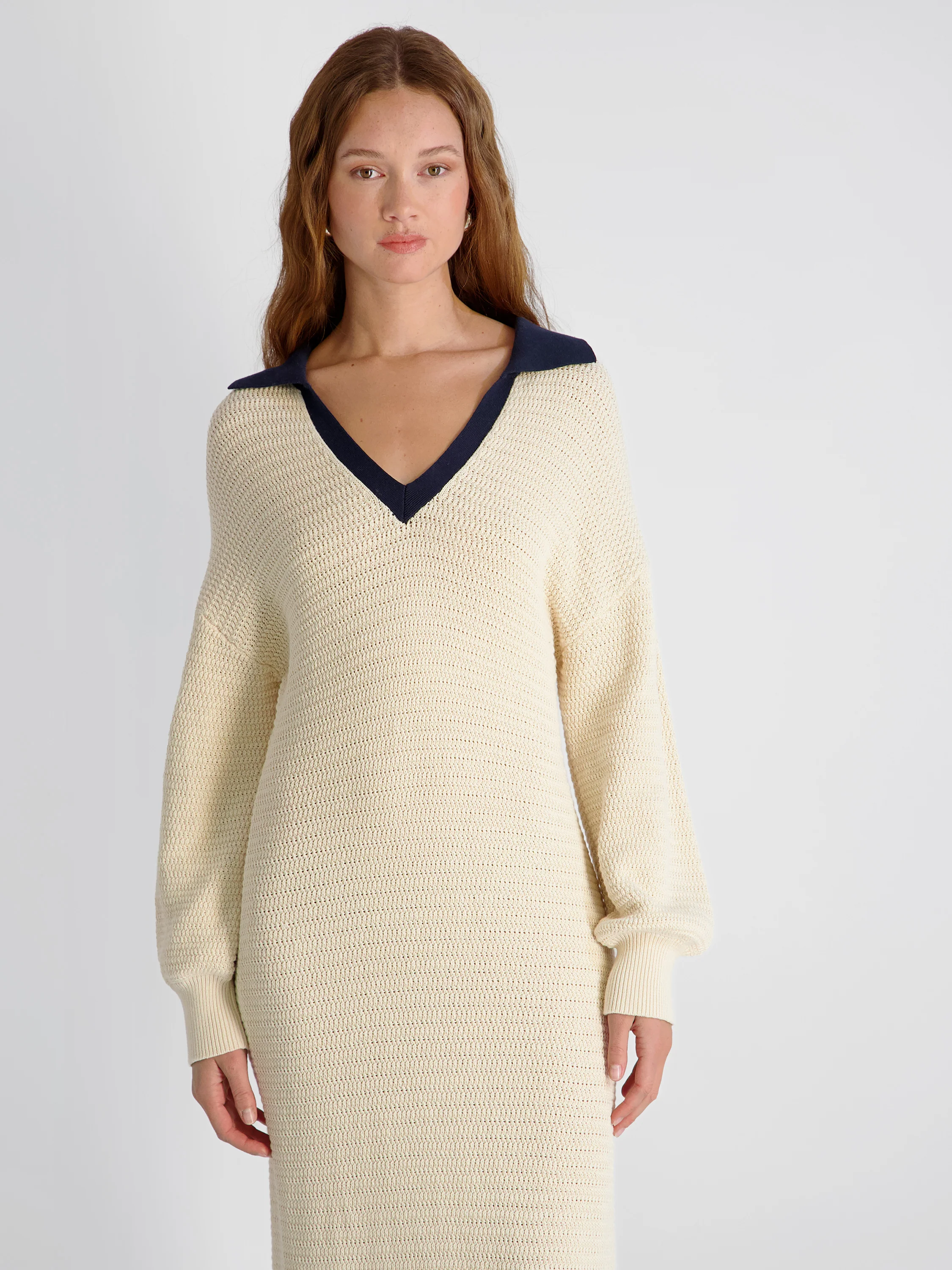 MOZART CONTRAST TEXTURE KNIT MAXI DRESS - Image 2