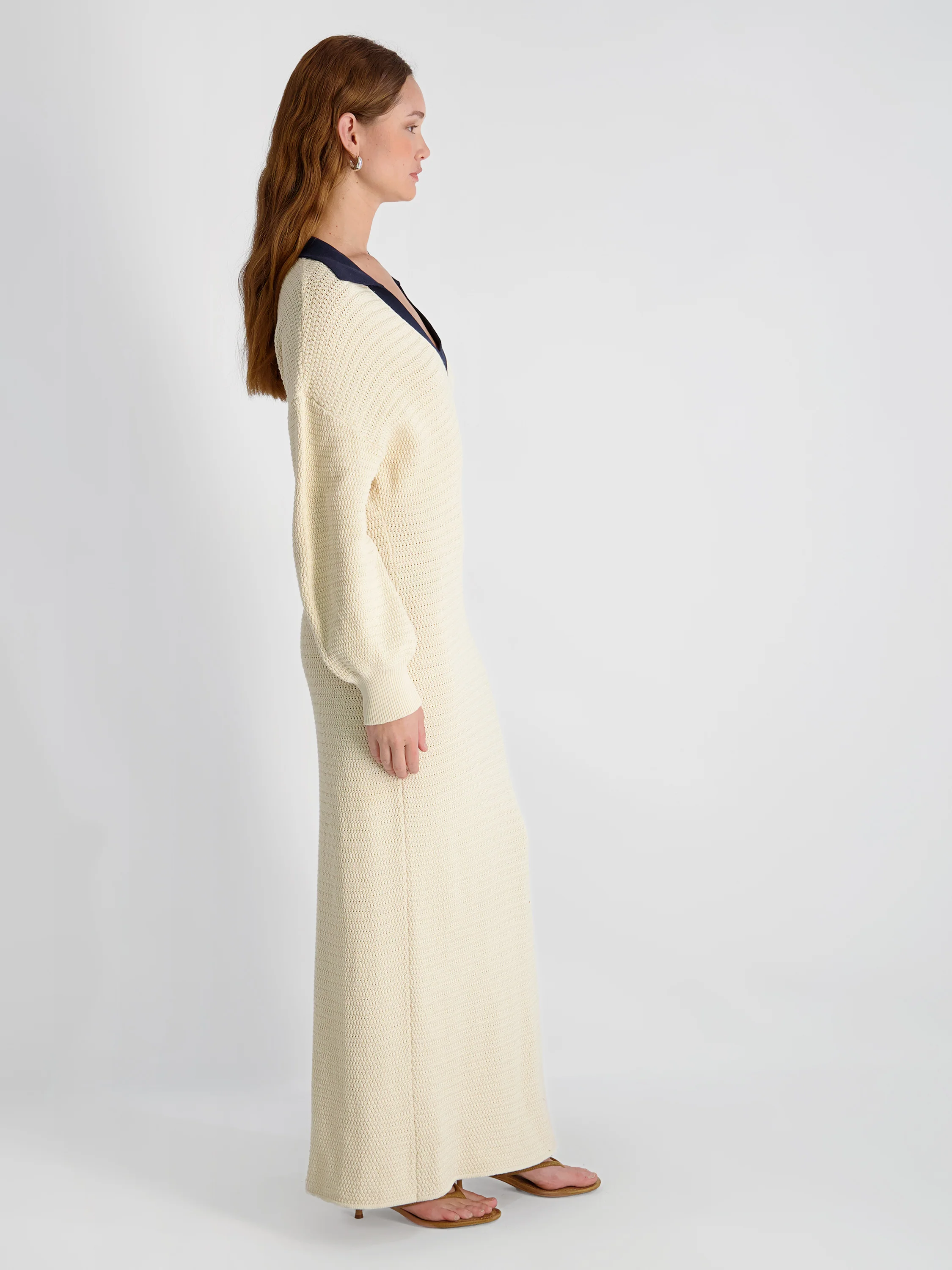 MOZART CONTRAST TEXTURE KNIT MAXI DRESS - Image 4