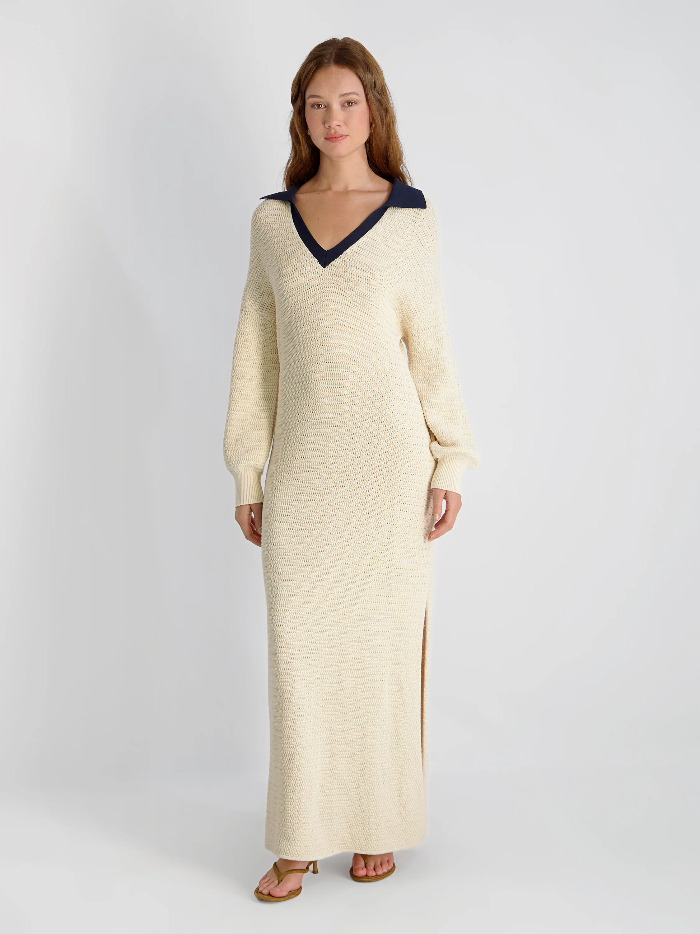 MOZART CONTRAST TEXTURE KNIT MAXI DRESS - Image 5