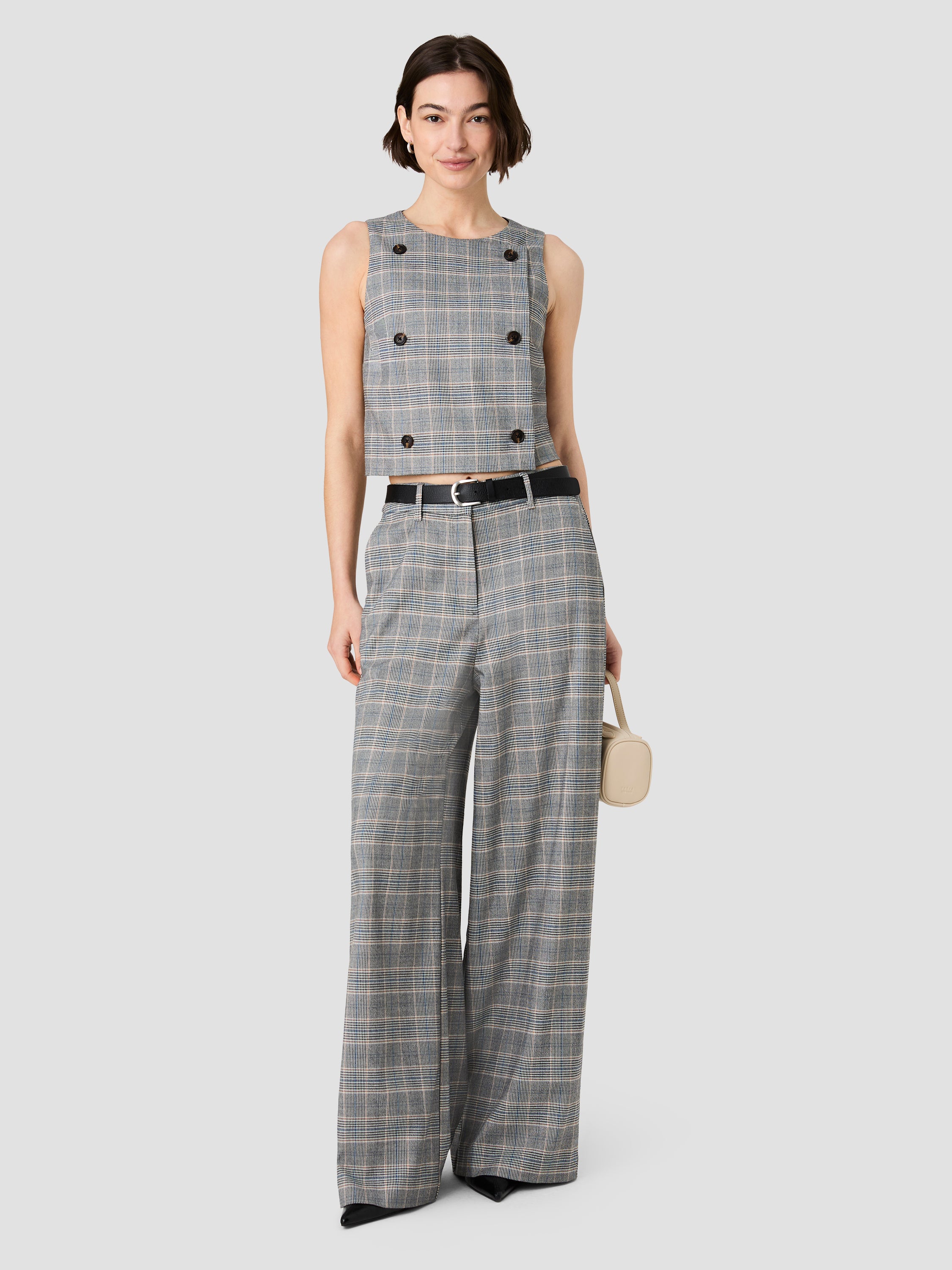 MATTEO PLAID SUITING DOUBLE BREASTED TOP