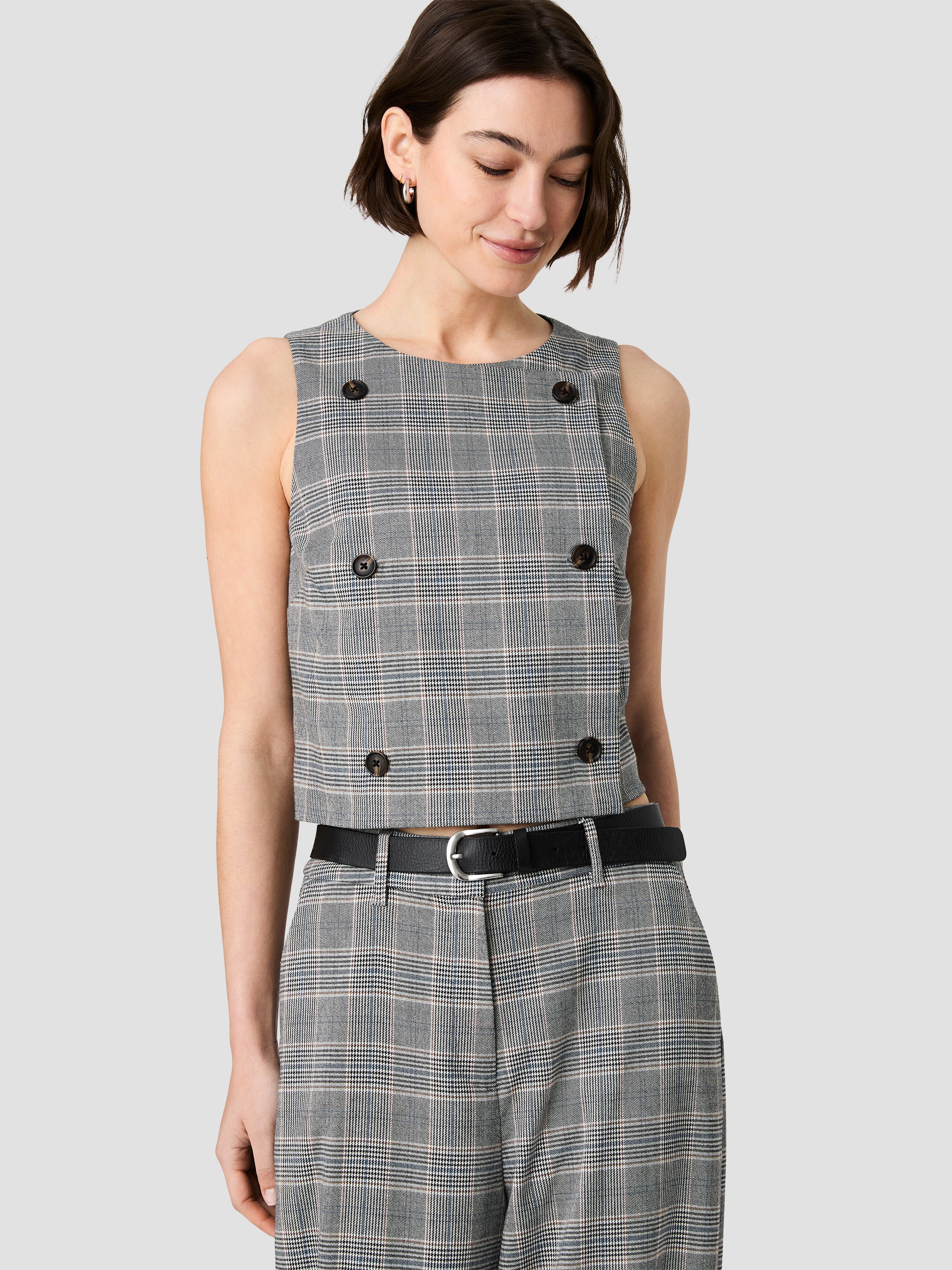 MATTEO PLAID SUITING DOUBLE BREASTED TOP - Image 2