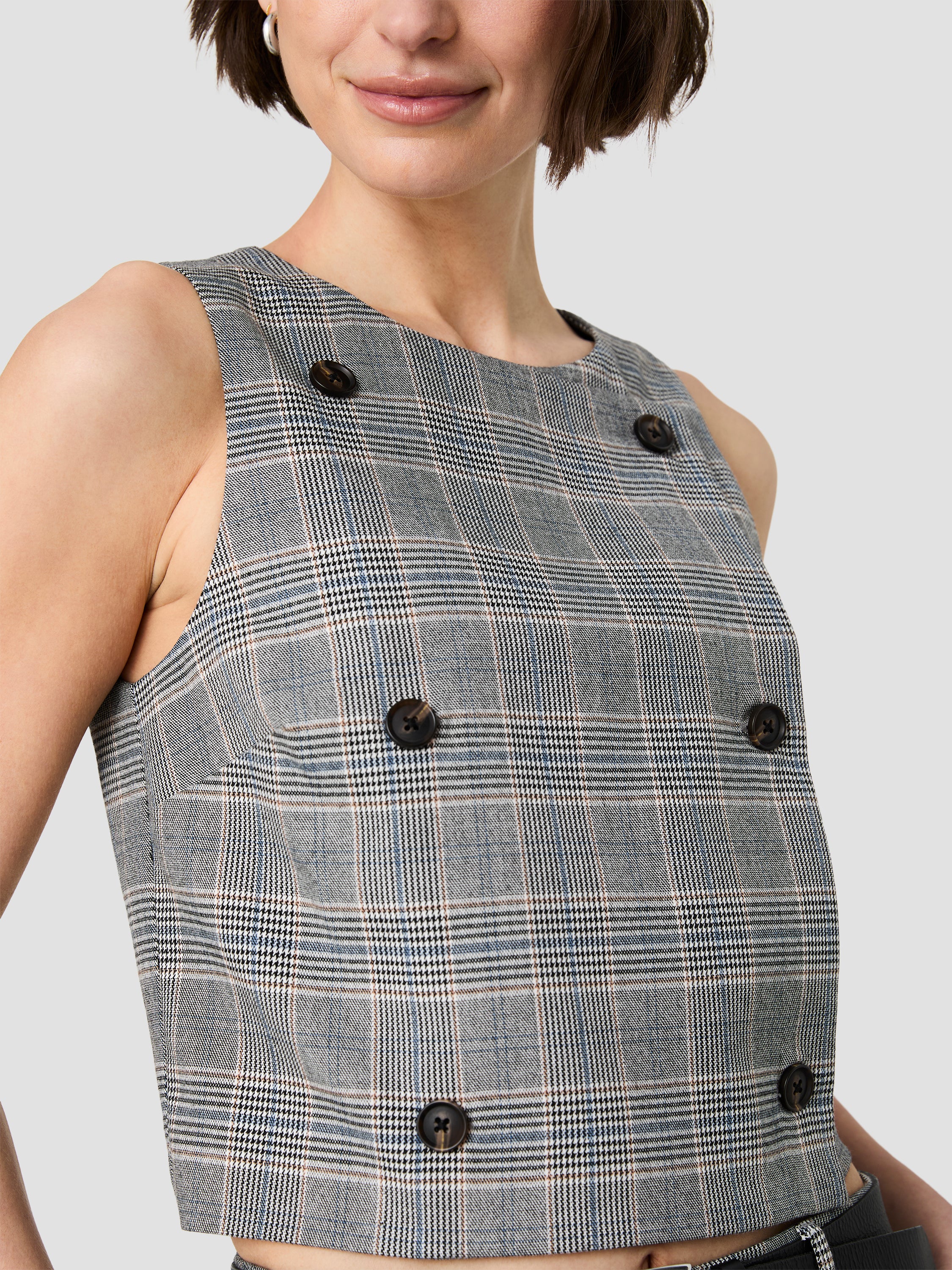 MATTEO PLAID SUITING DOUBLE BREASTED TOP - Image 3