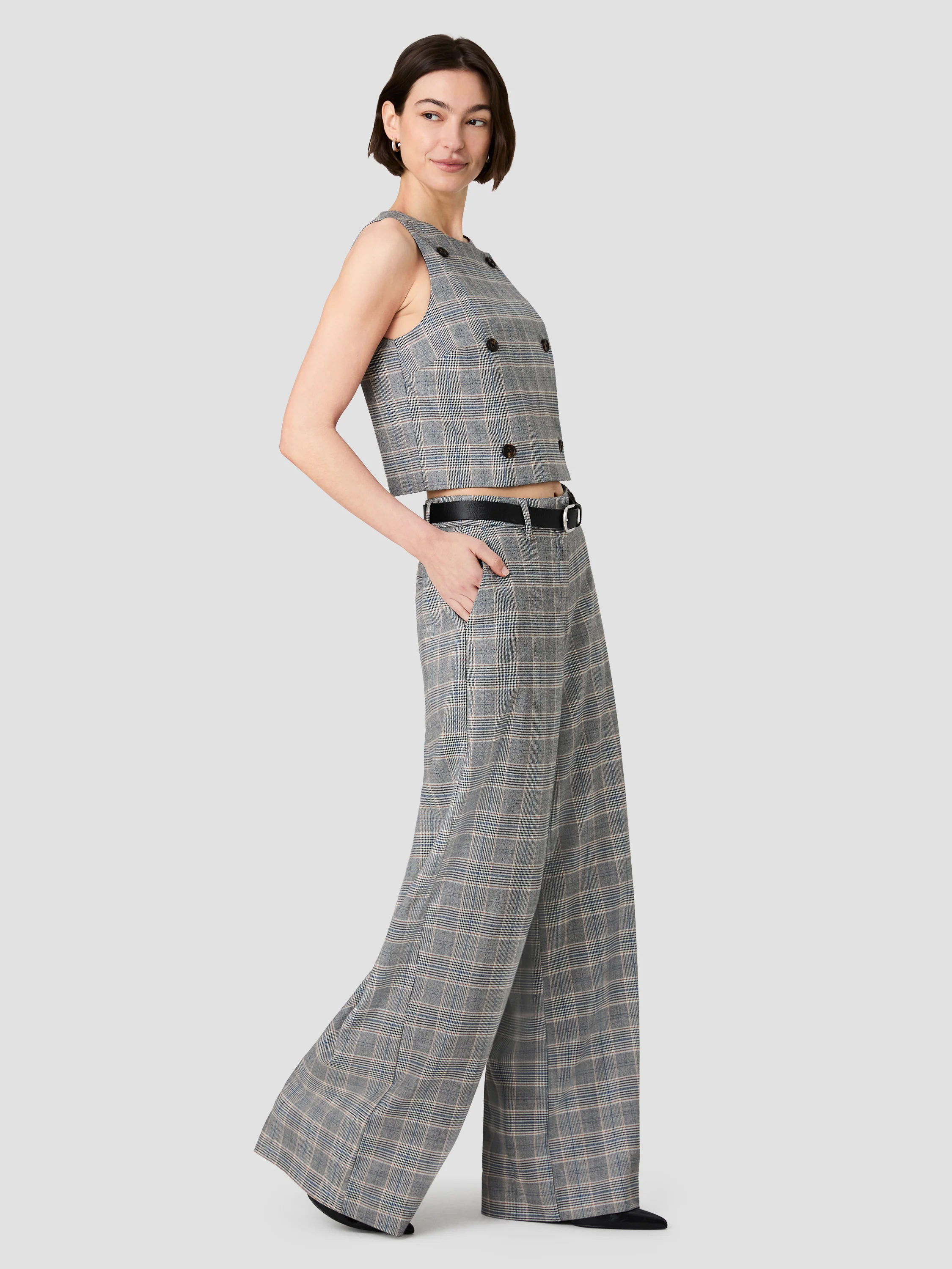 MATTEO PLAID SUITING DOUBLE BREASTED TOP - Image 4