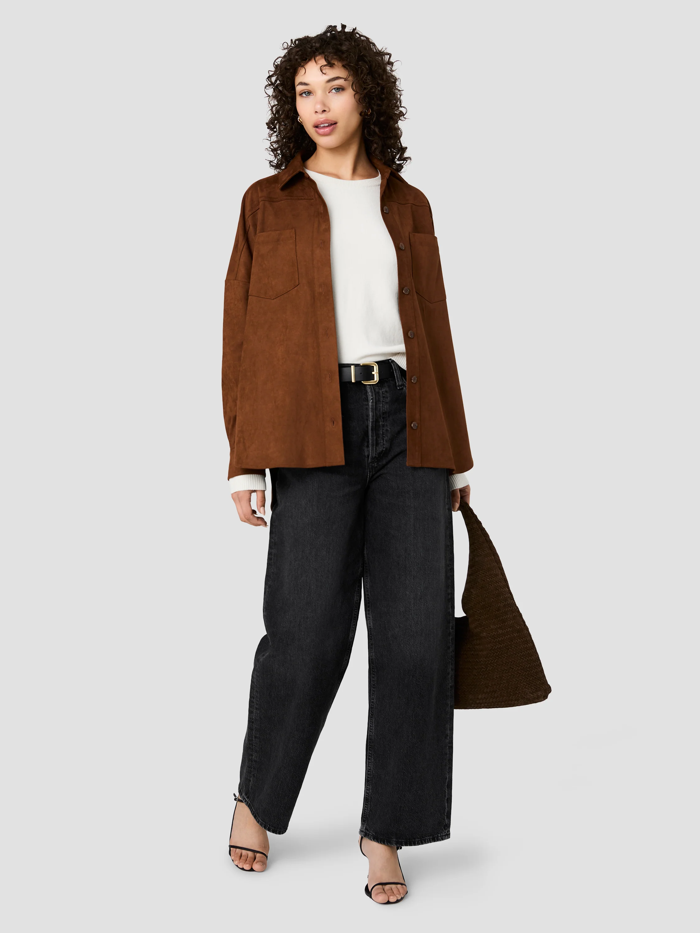 SONJA SUEDE BUTTON DOWN
