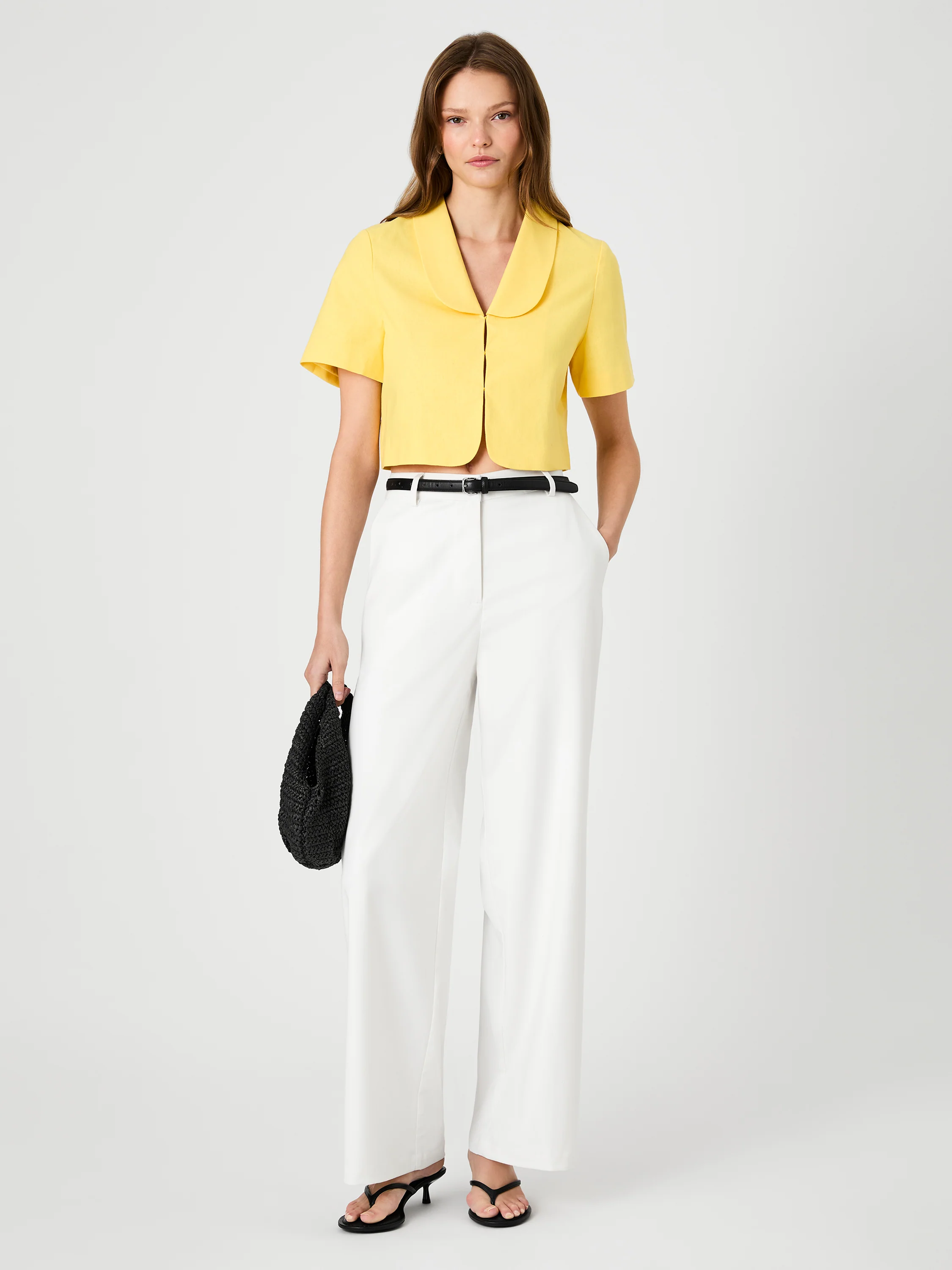 THEO LINEN OVERSIZED COLLAR TOP