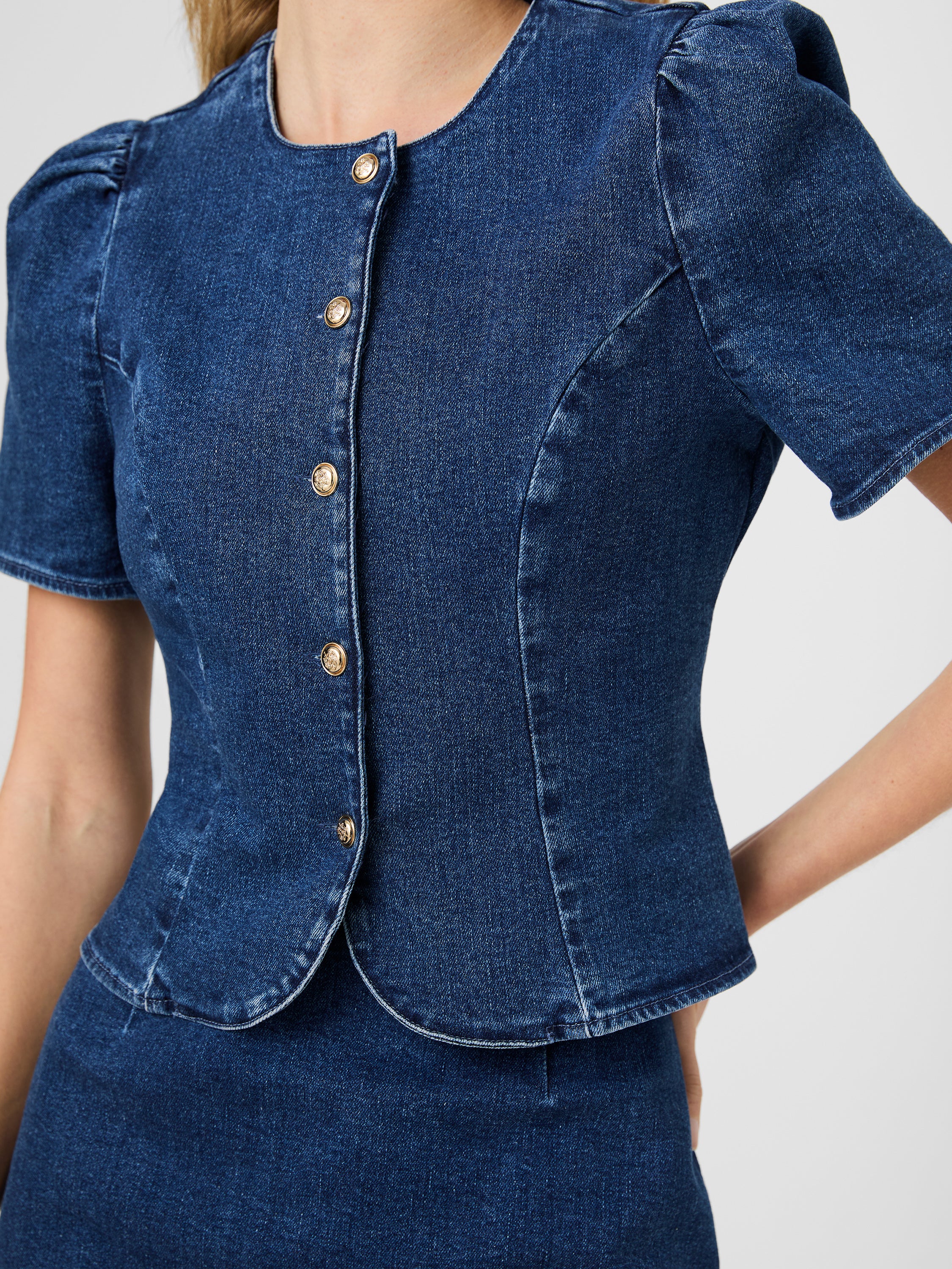 DELANCEY DENIM BUTTON FRONT TOP - Image 4