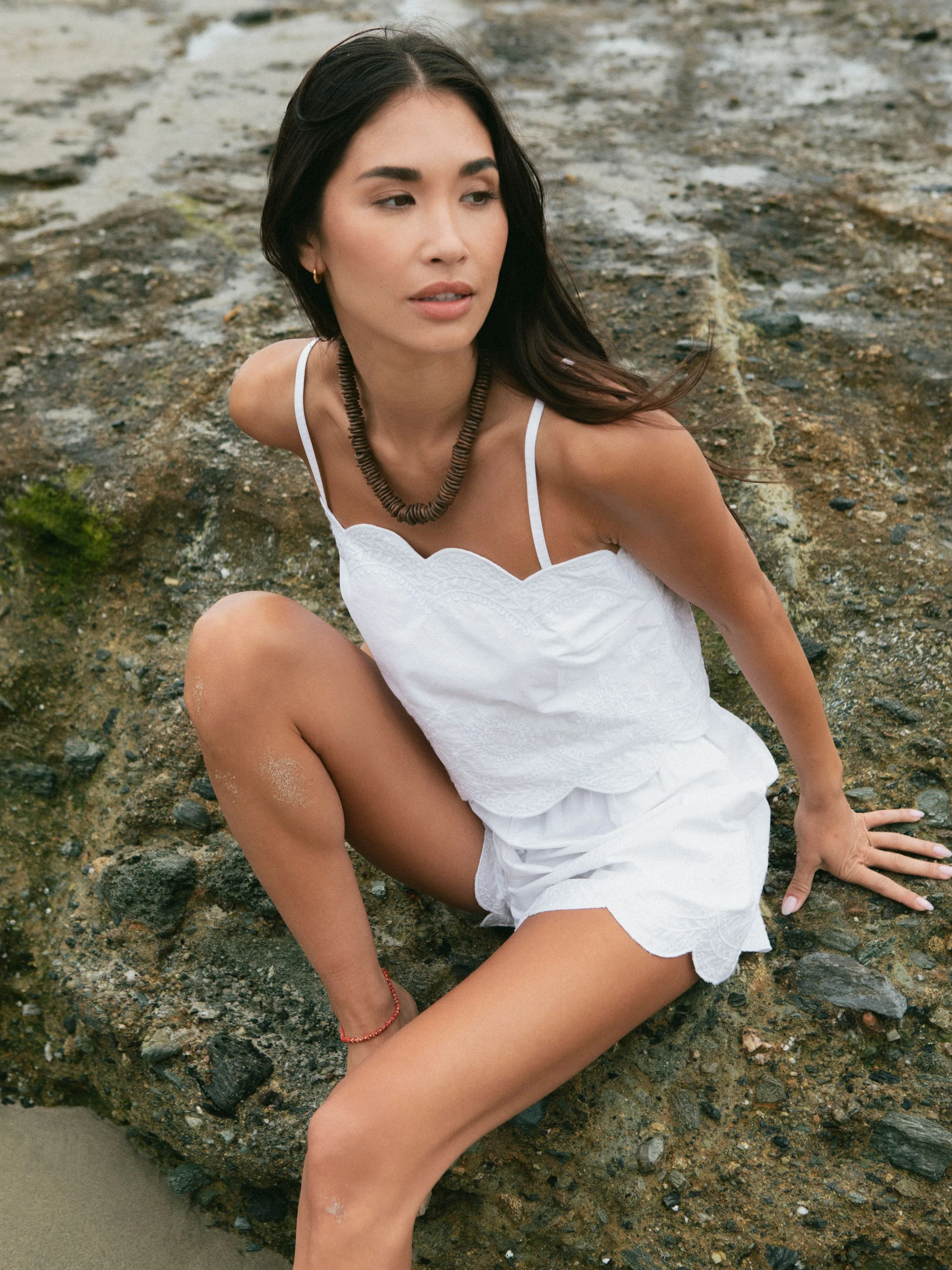 ALISSA COTTON EMBROIDERED STRAPPY TOP