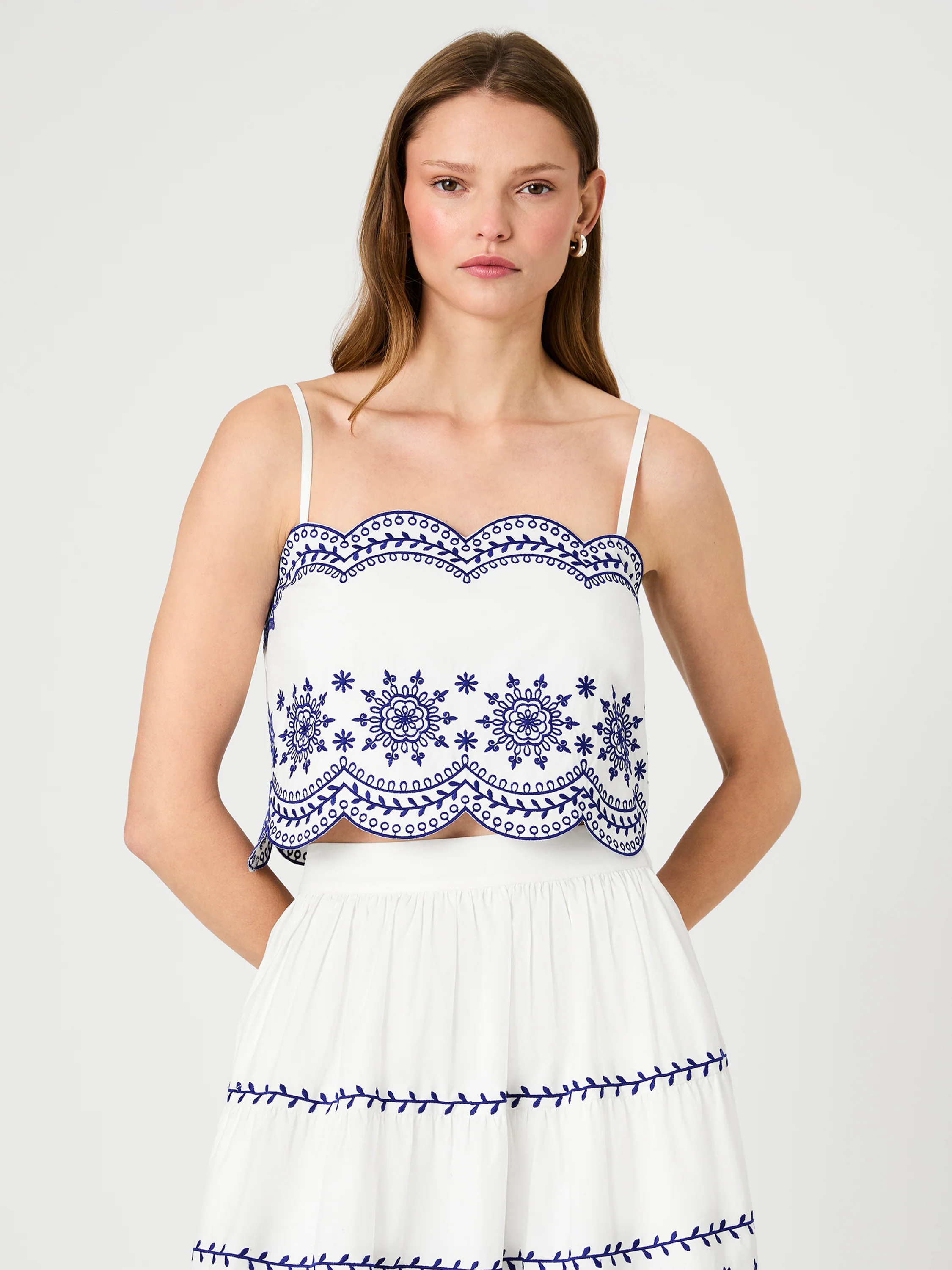 ALISSA COTTON EMBROIDERED STRAPPY TOP