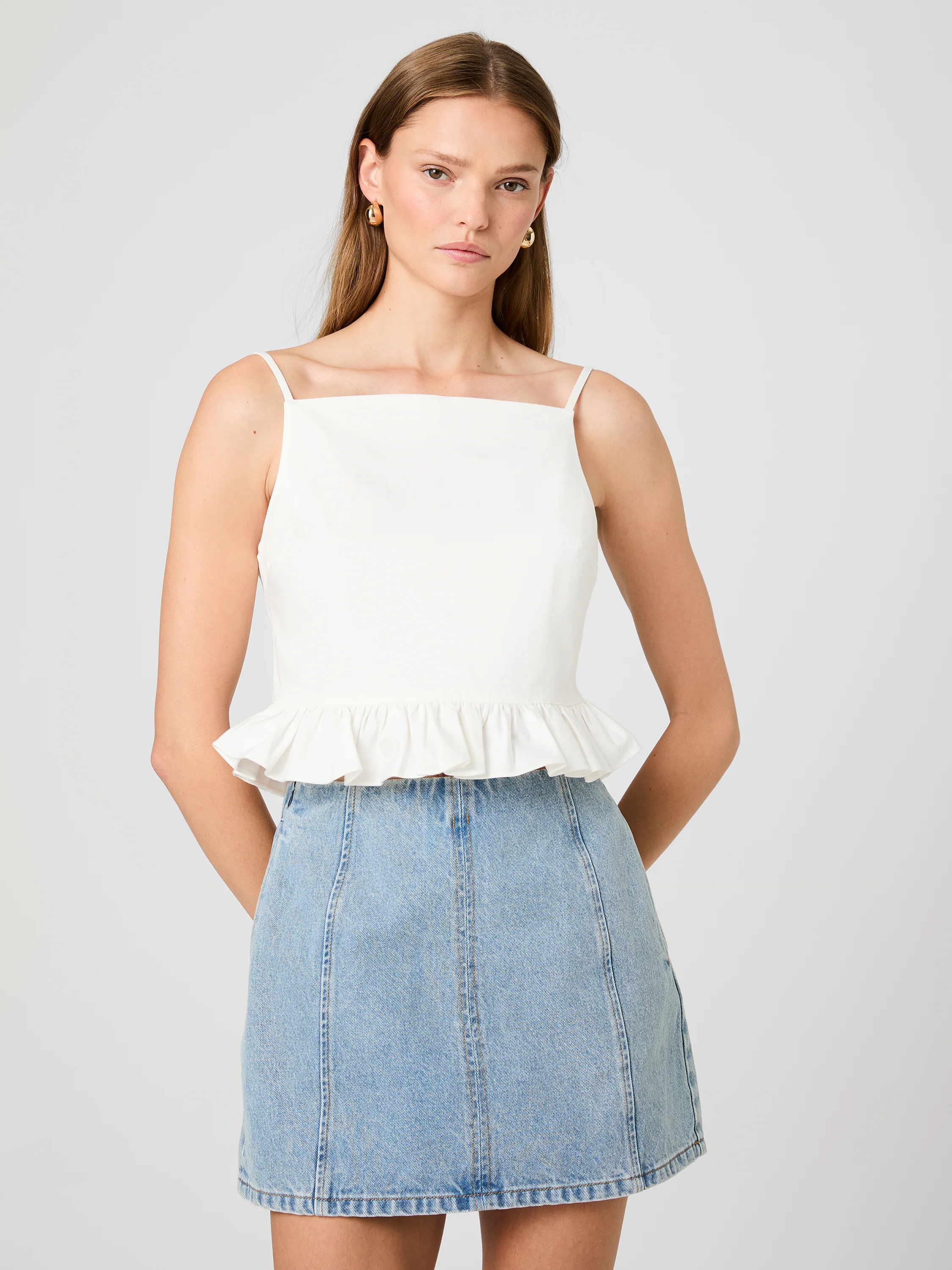 LILAH STRETCH RUFFLE PEPLUM TOP