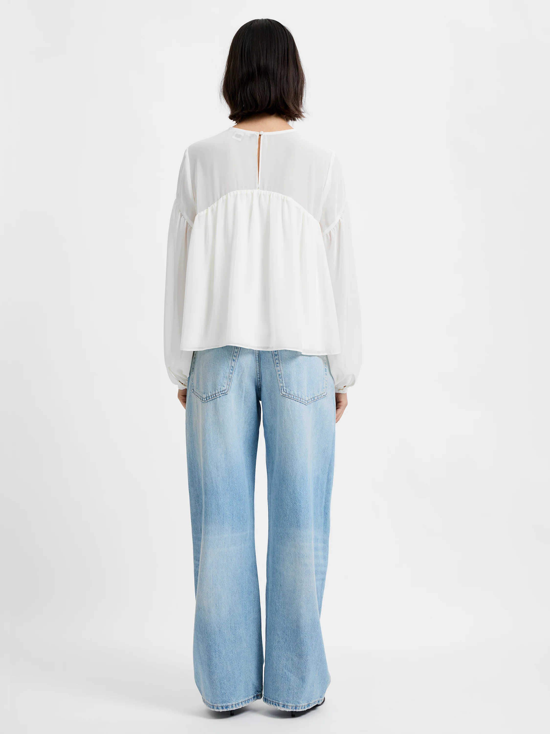 MARINA SILKY CURVED YOKE BLOUSE - Image 4
