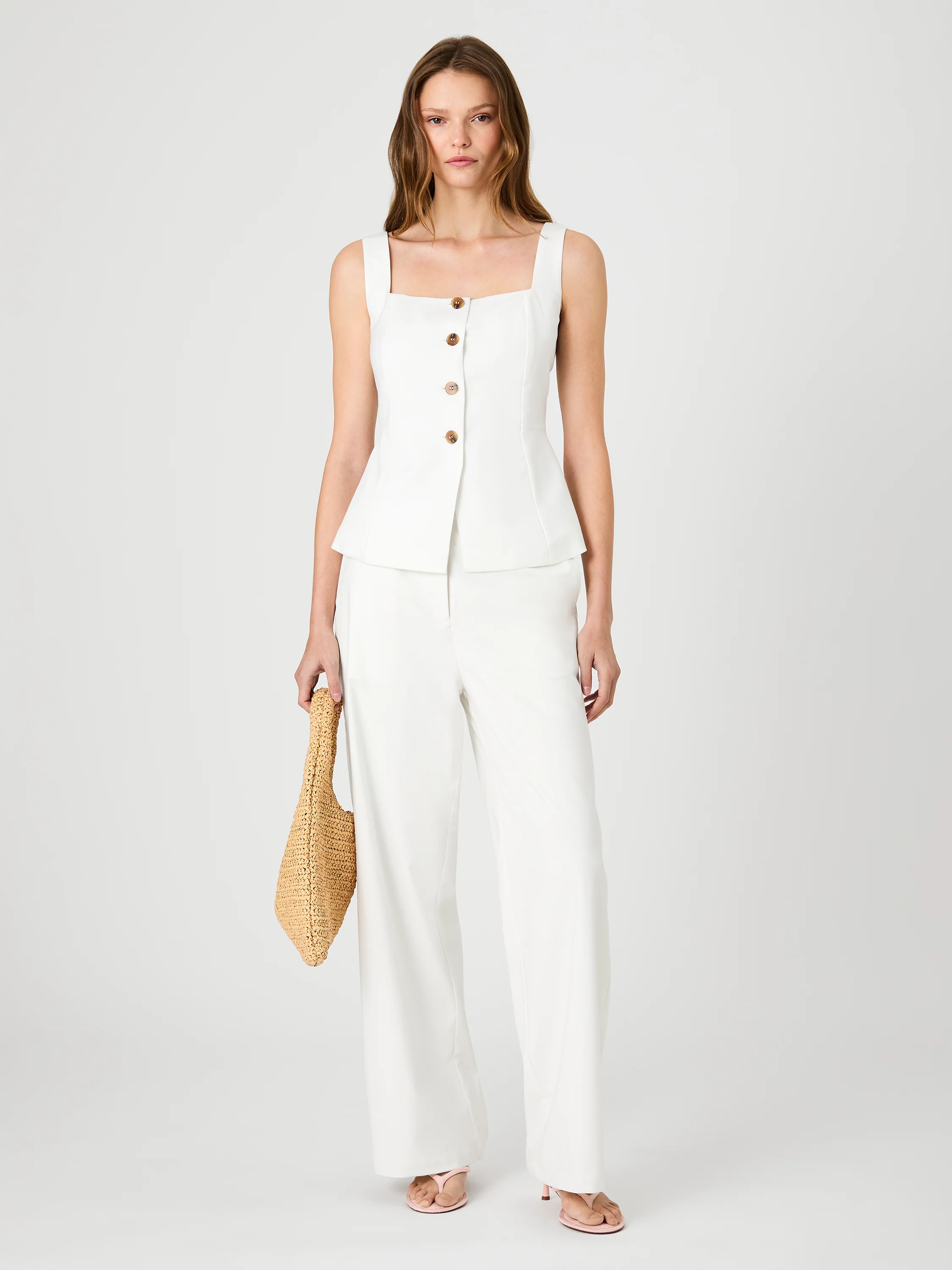 LIGHTWEIGHT TWILL SQUARE NECK SLEEVELESS TOP - Image 2
