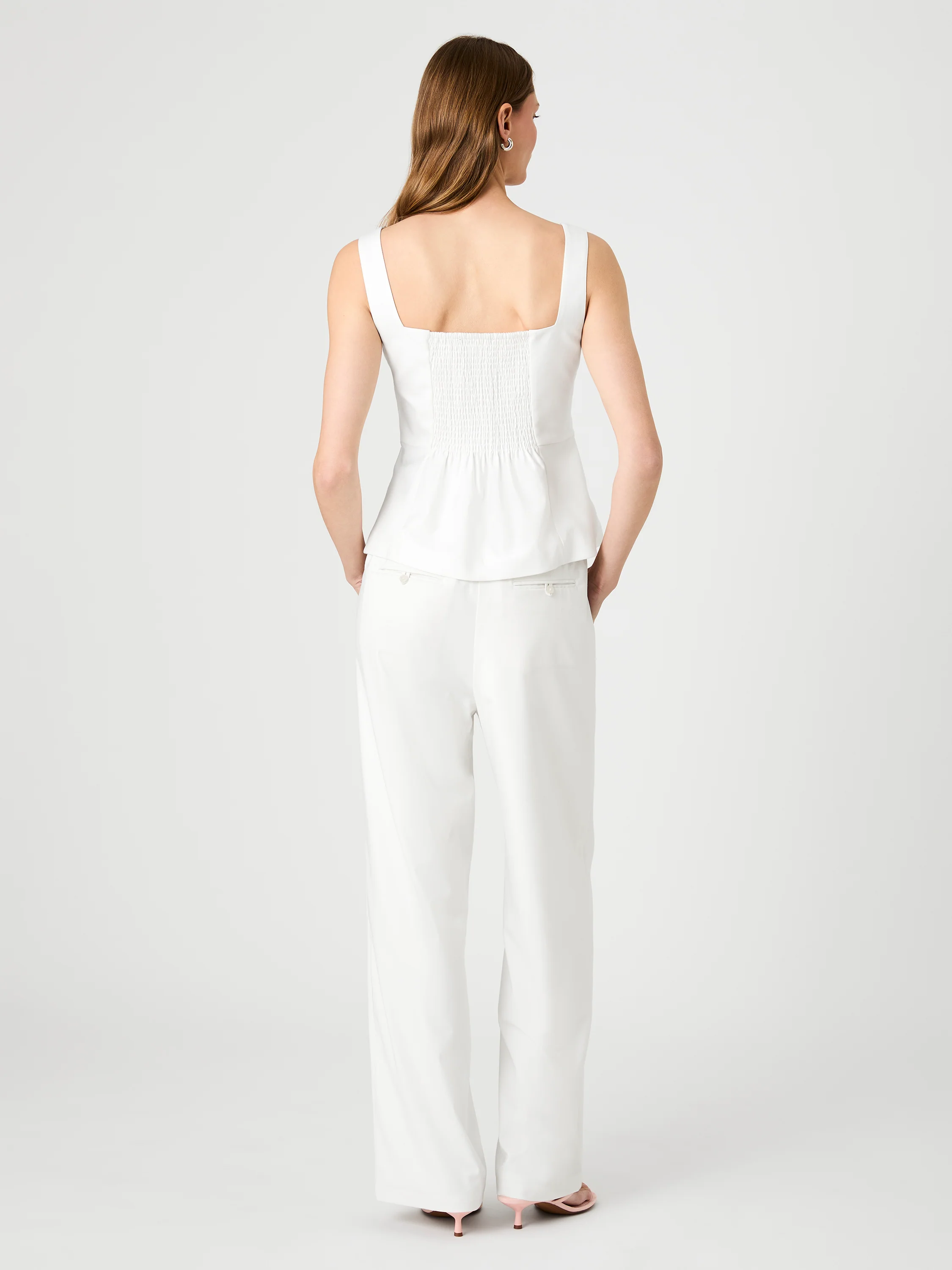 LIGHTWEIGHT TWILL SQUARE NECK SLEEVELESS TOP - Image 3