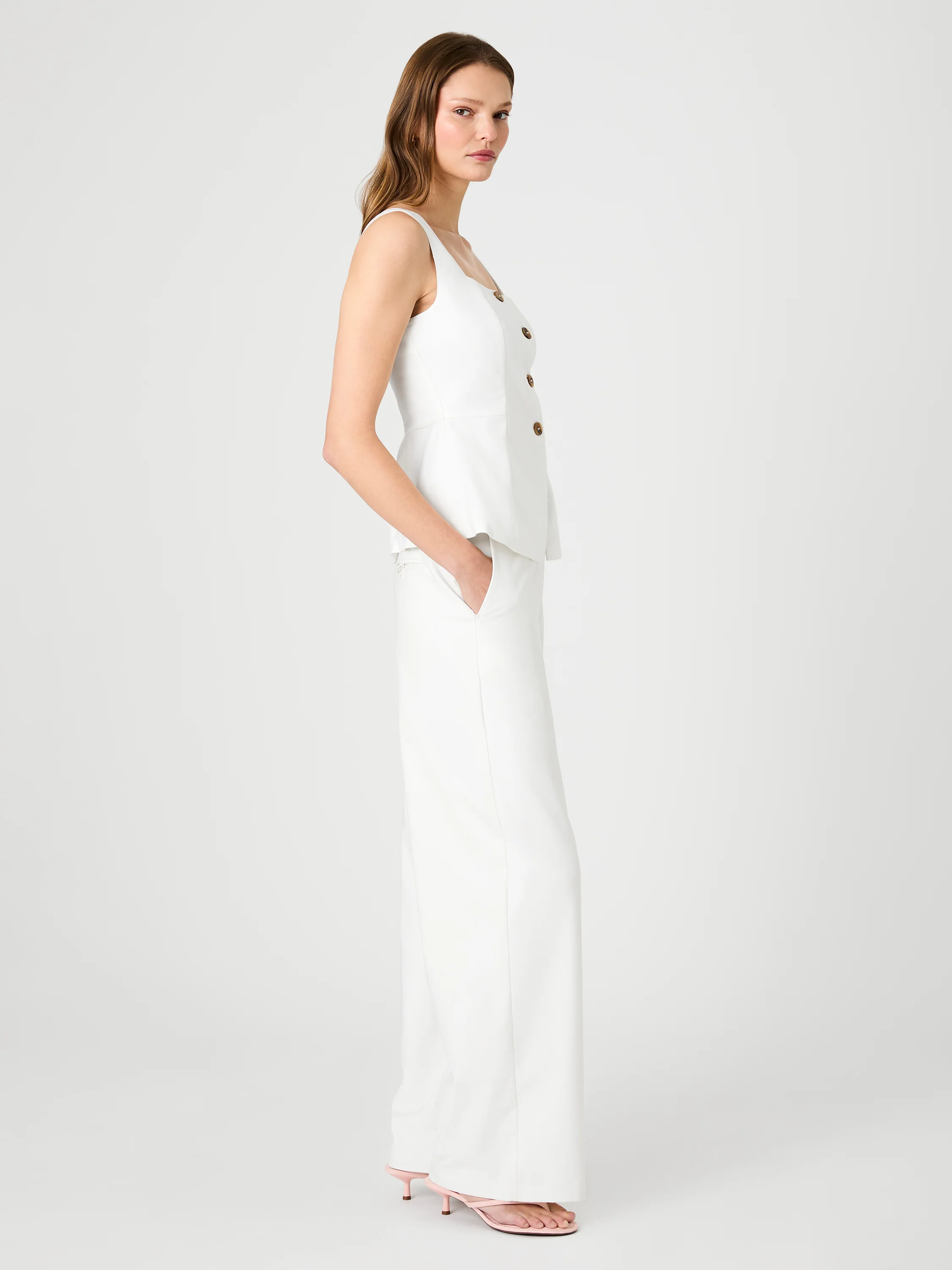 LIGHTWEIGHT TWILL SQUARE NECK SLEEVELESS TOP - Image 5
