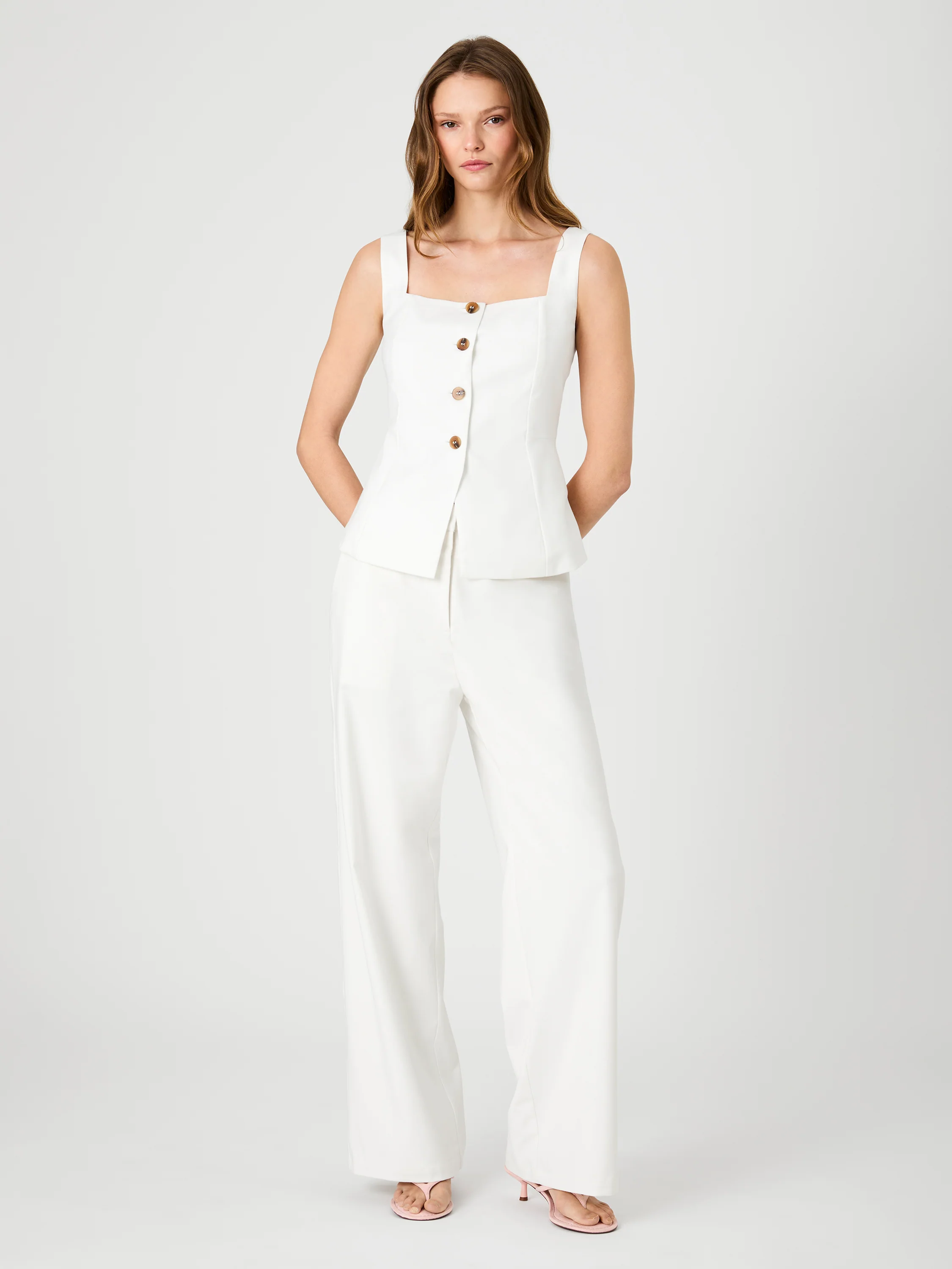 LIGHTWEIGHT TWILL SQUARE NECK SLEEVELESS TOP - Image 6
