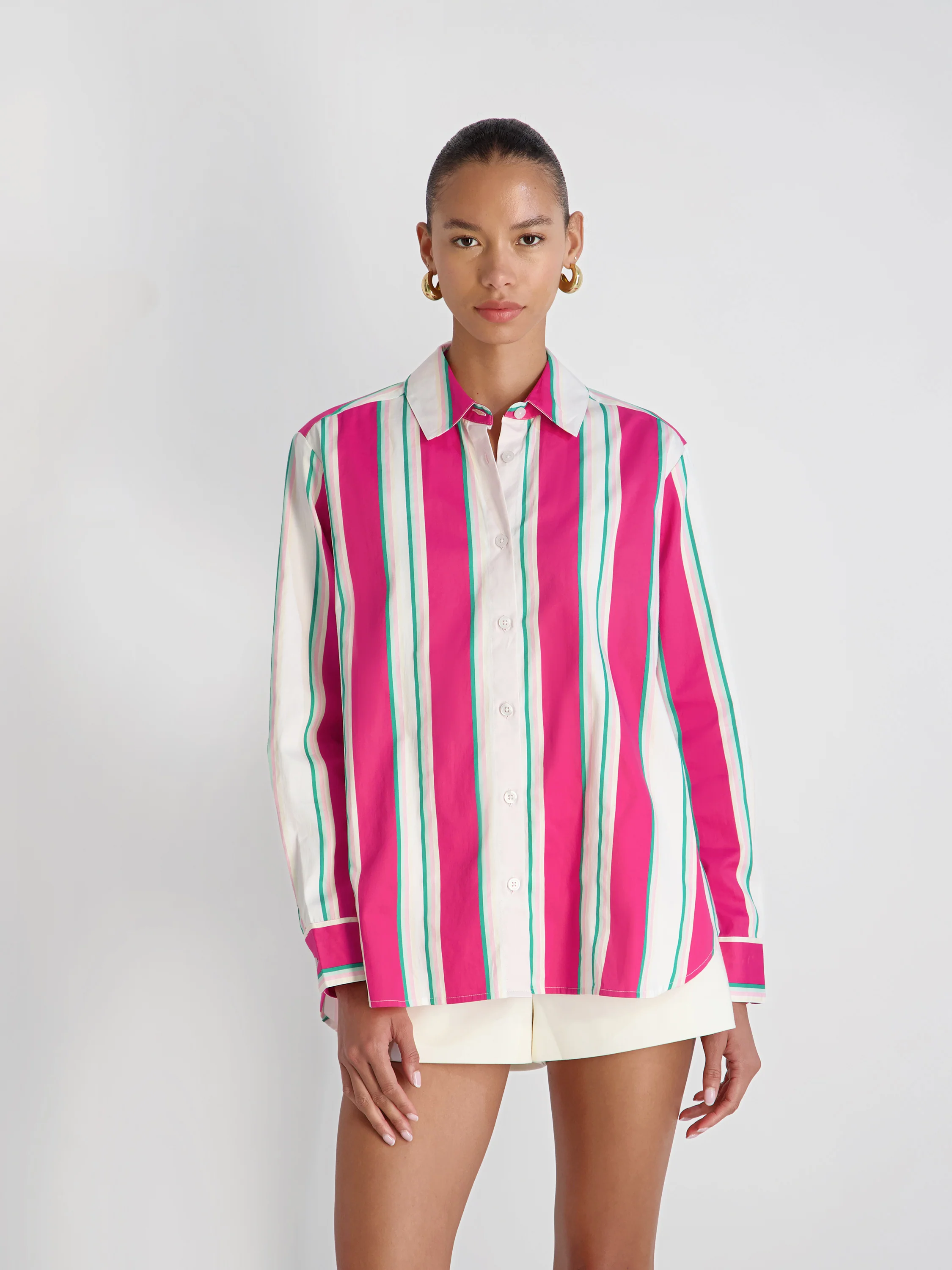 ALEXIS POPLIN HAVANA STRIPE BUTTON DOWN - Image 3