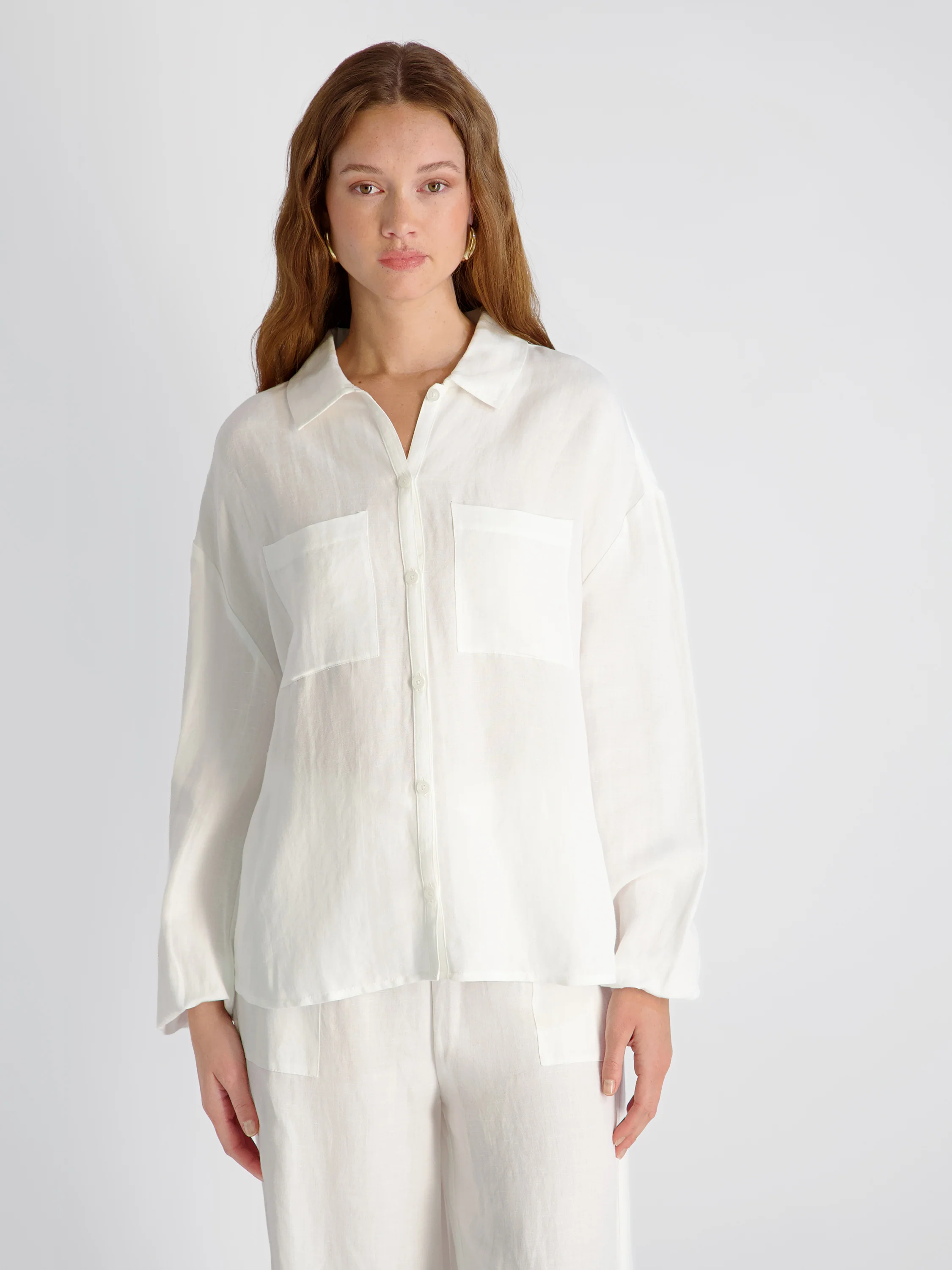 COOPER LINEN BLOUSON SLEEVE TOP - Image 3