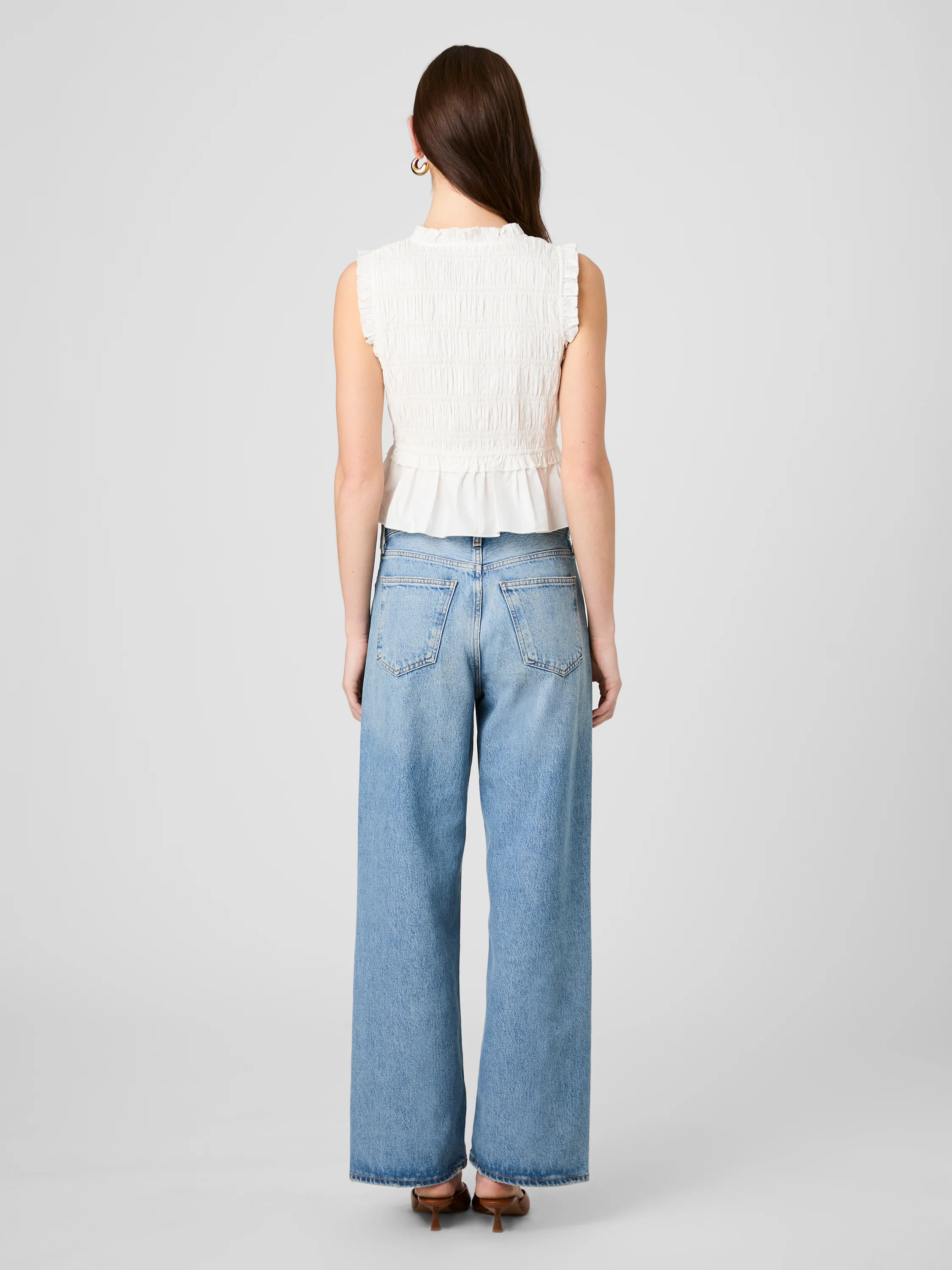 RHODES POPLIN SMOCKED FLUTTER SLEEVE TOP - Image 4