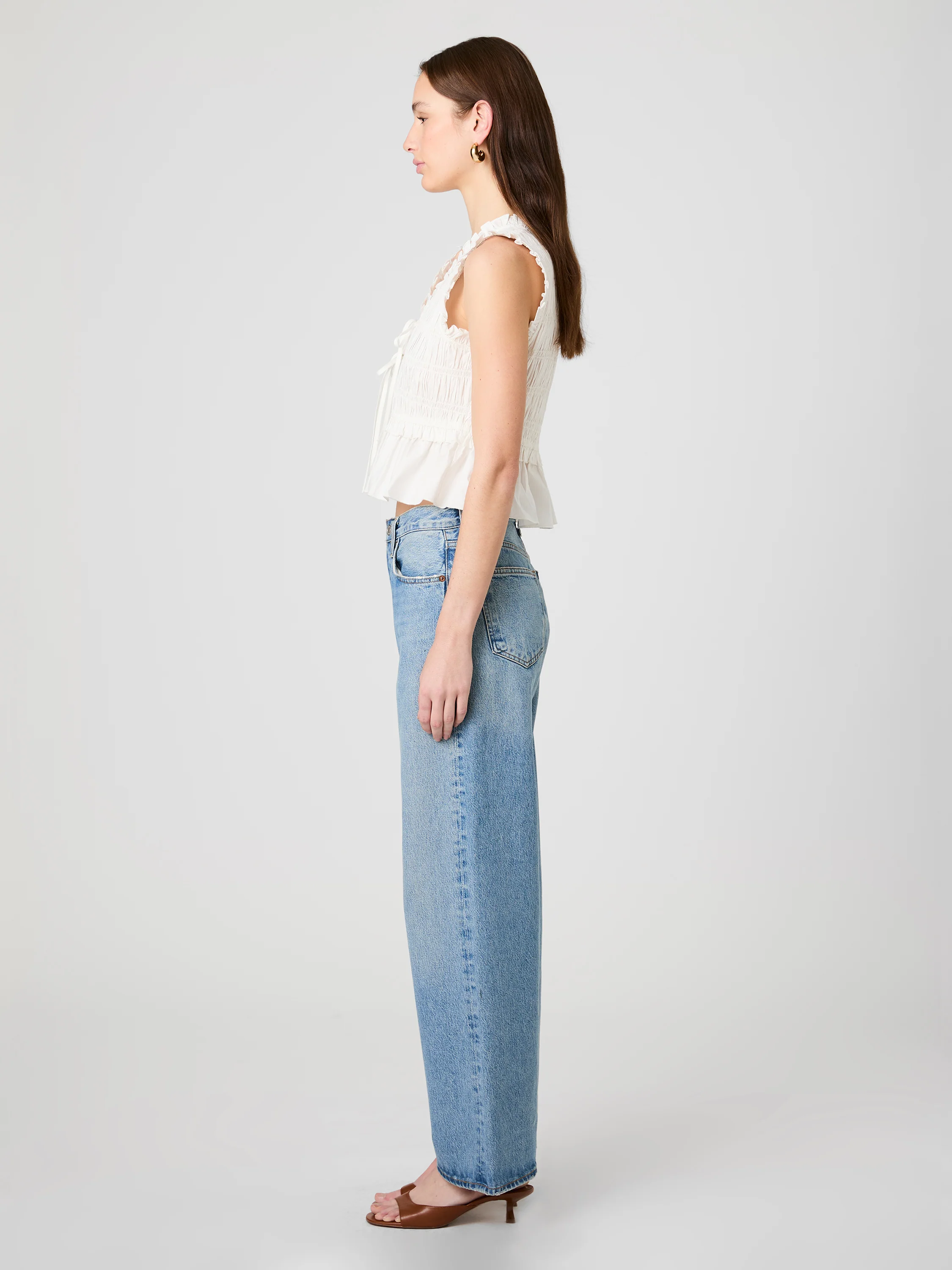 RHODES POPLIN SMOCKED FLUTTER SLEEVE TOP - Image 5