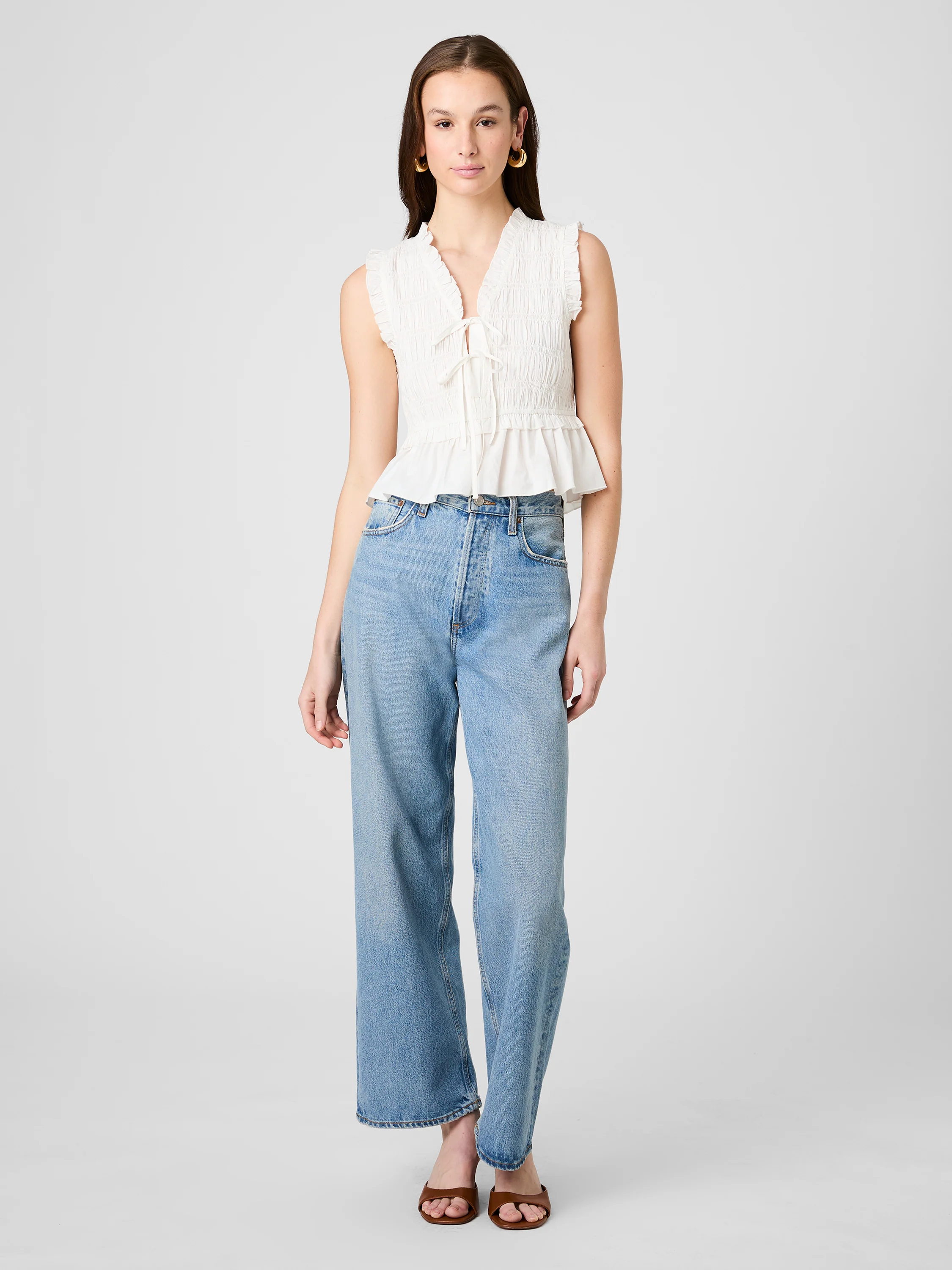 RHODES POPLIN SMOCKED FLUTTER SLEEVE TOP - Image 6