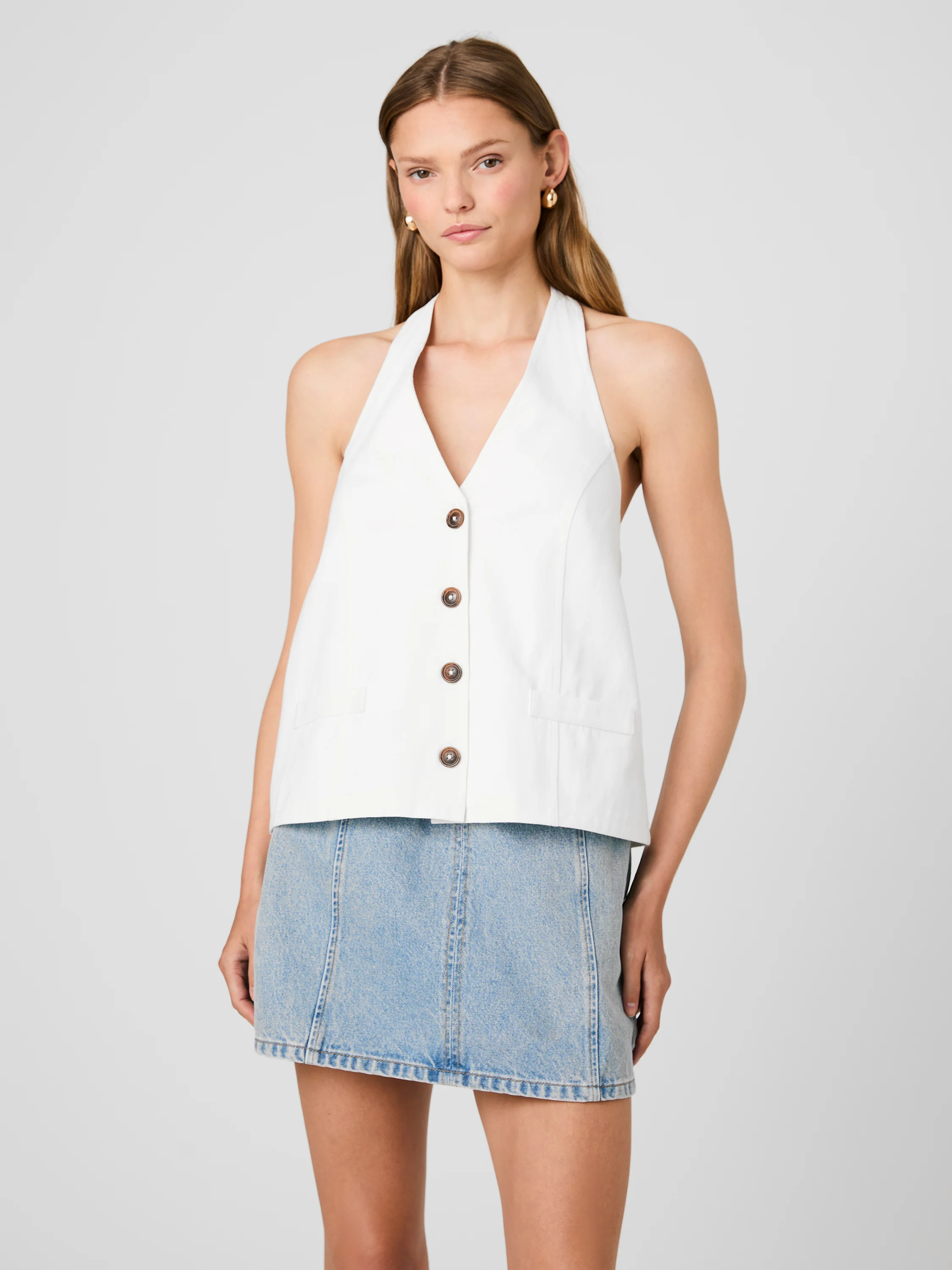 KELLER COTTON TWILL BOXY HALTER TOP - Image 2