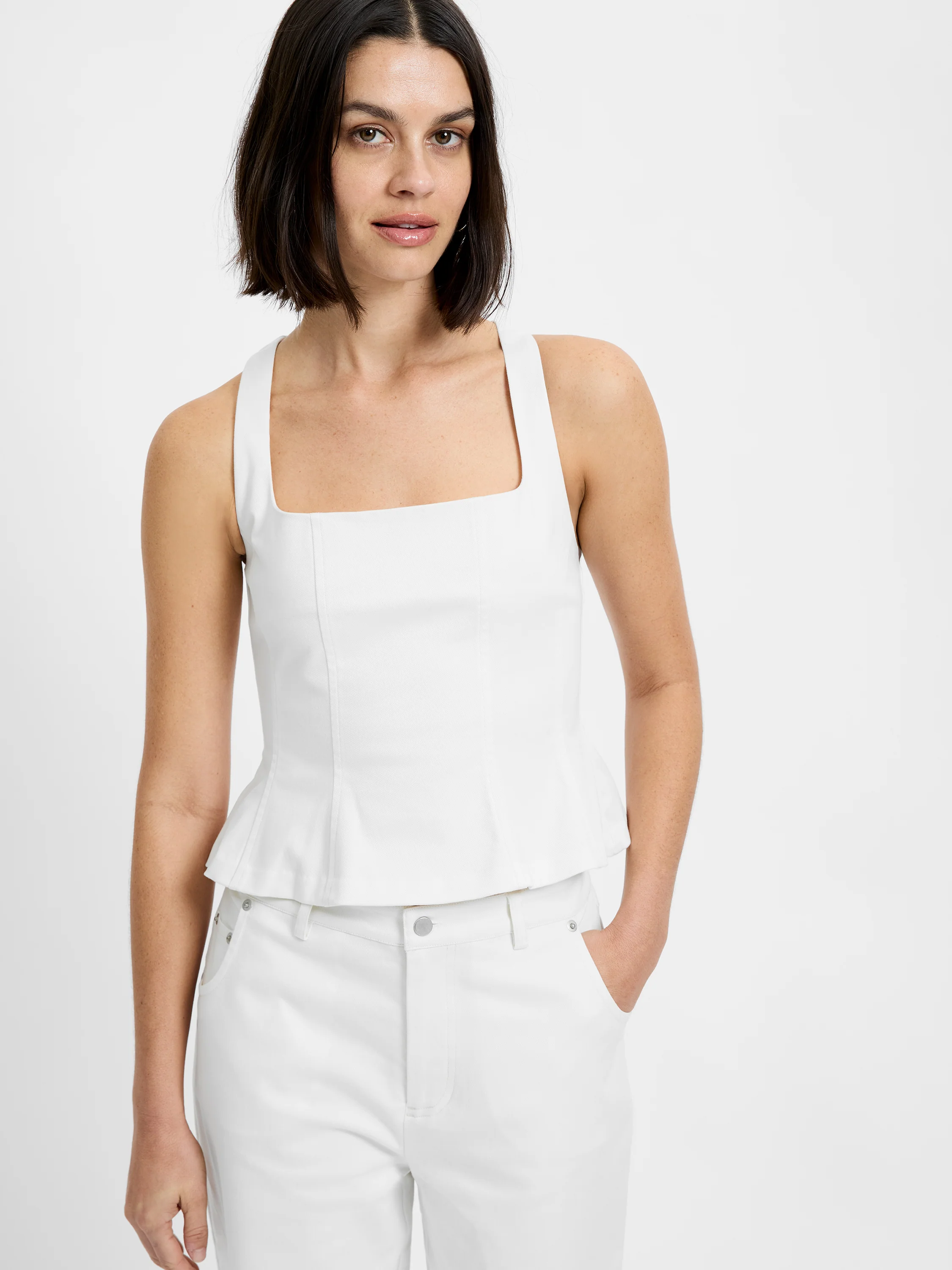 INEZ COTTON TWILL PEPLUM TOP