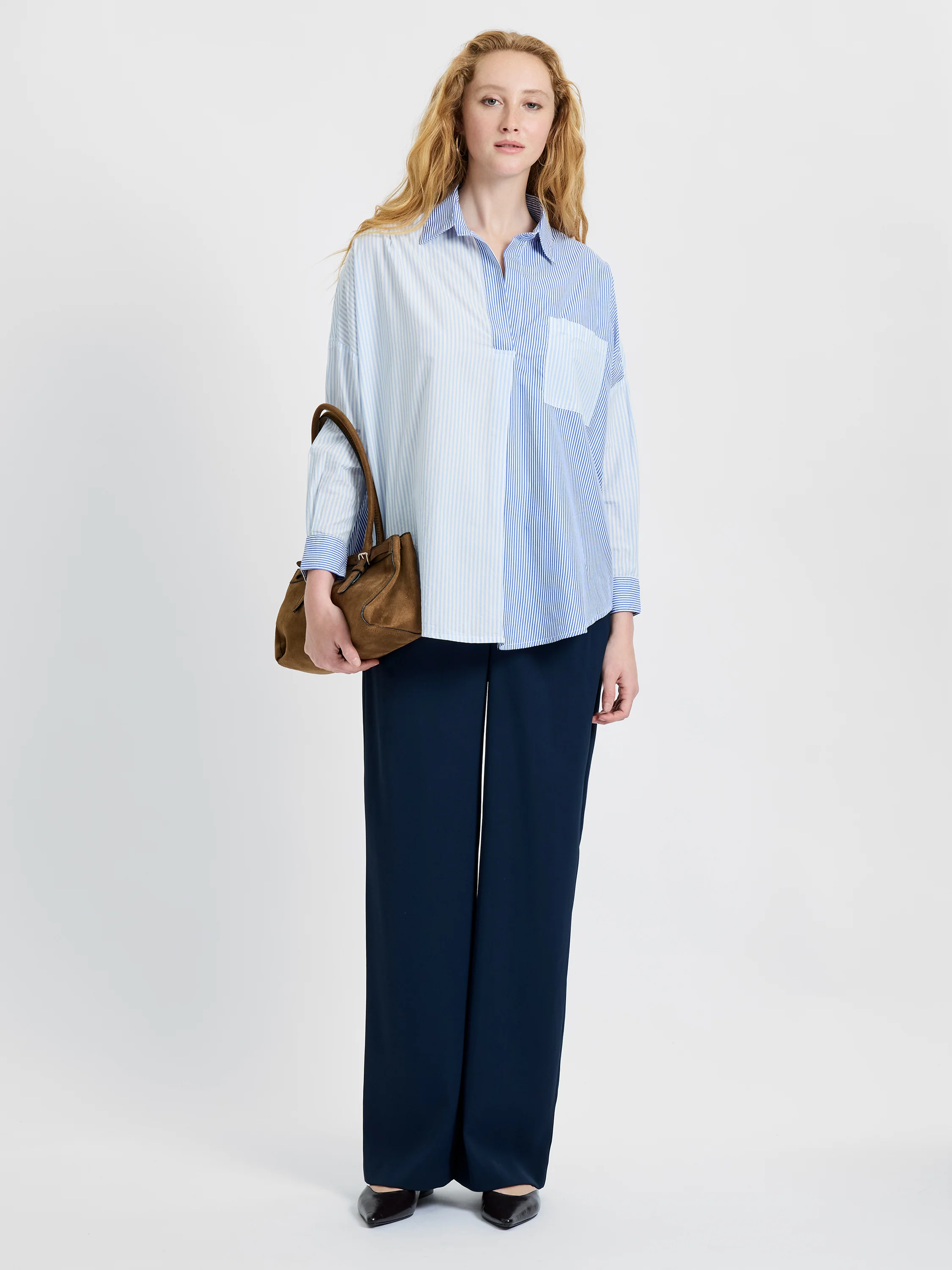 STRIPE SHIRTING POPOVER SHIRT