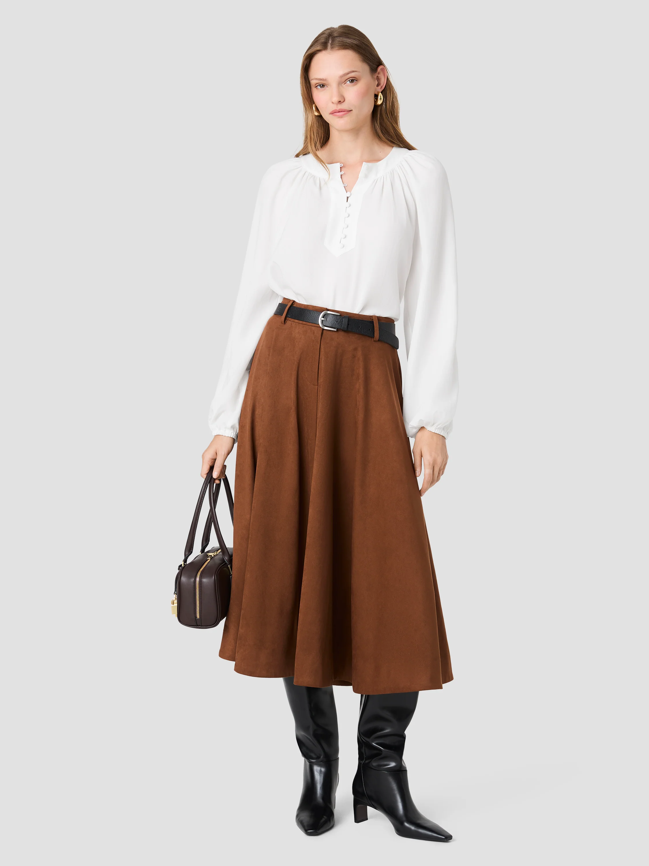 SONJA SUEDE MIDI SKIRT