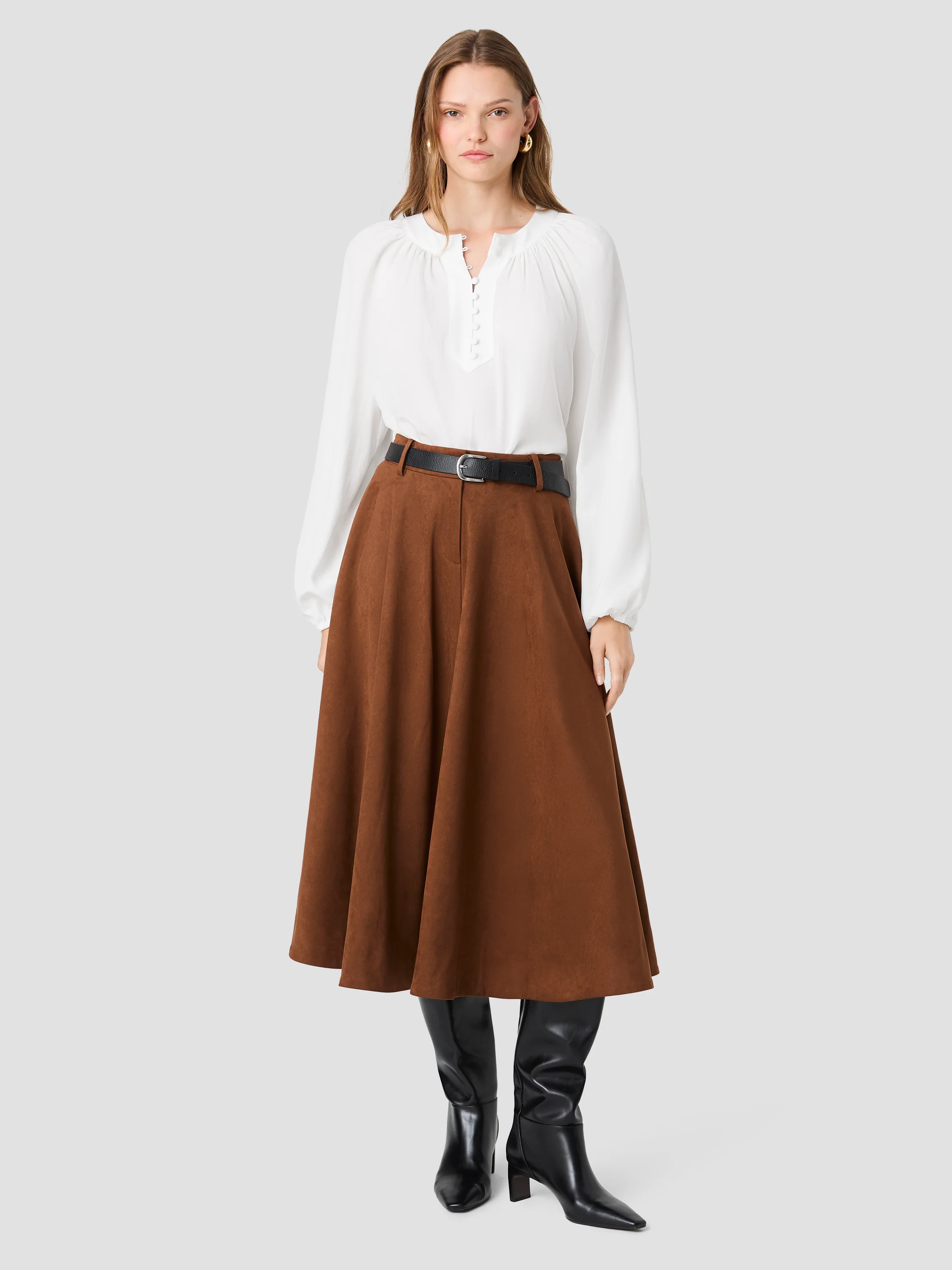 SONJA SUEDE MIDI SKIRT - Image 6
