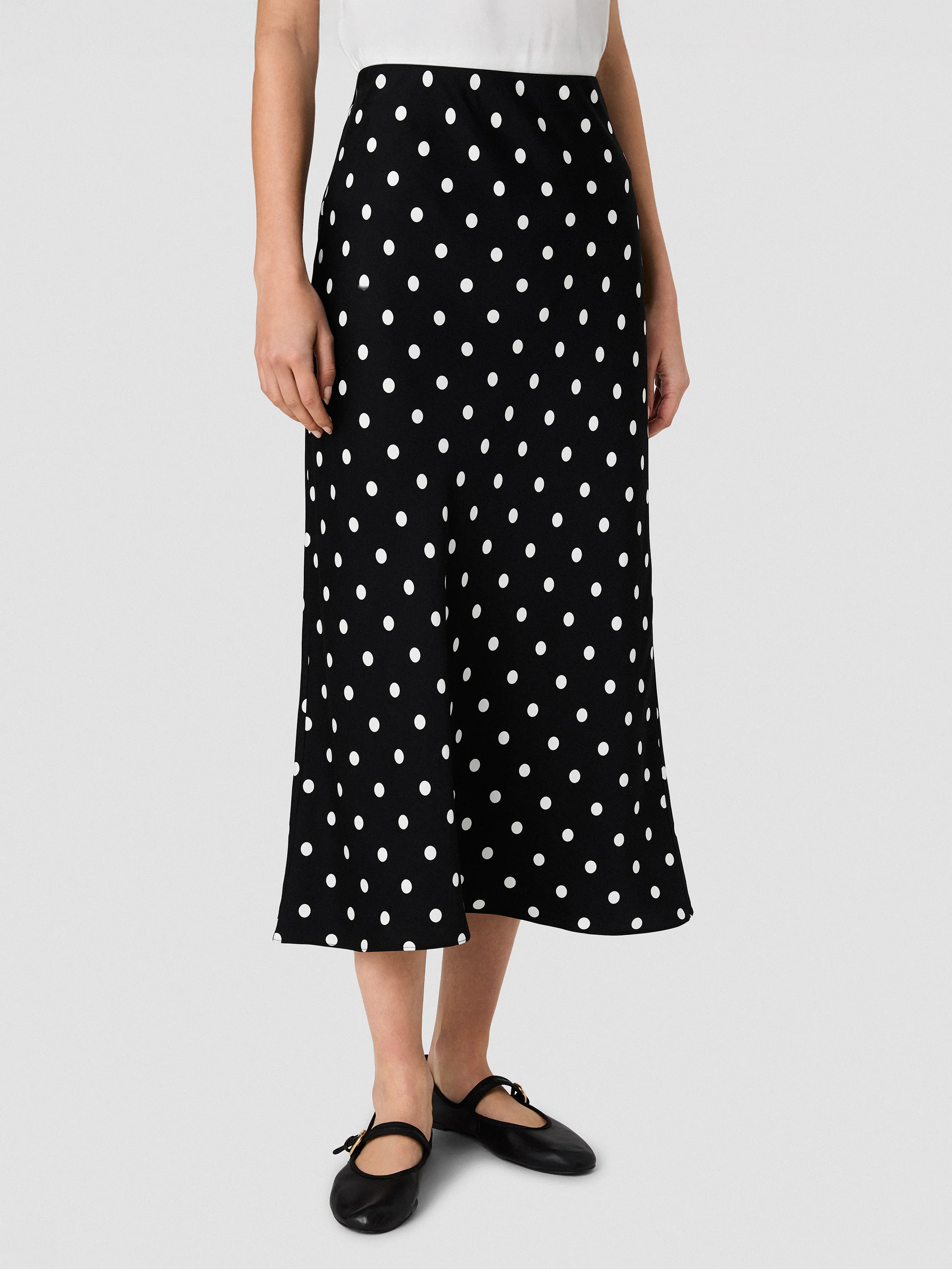 ENNIS SATIN POLKA DOT MIDI SKIRT - Image 2