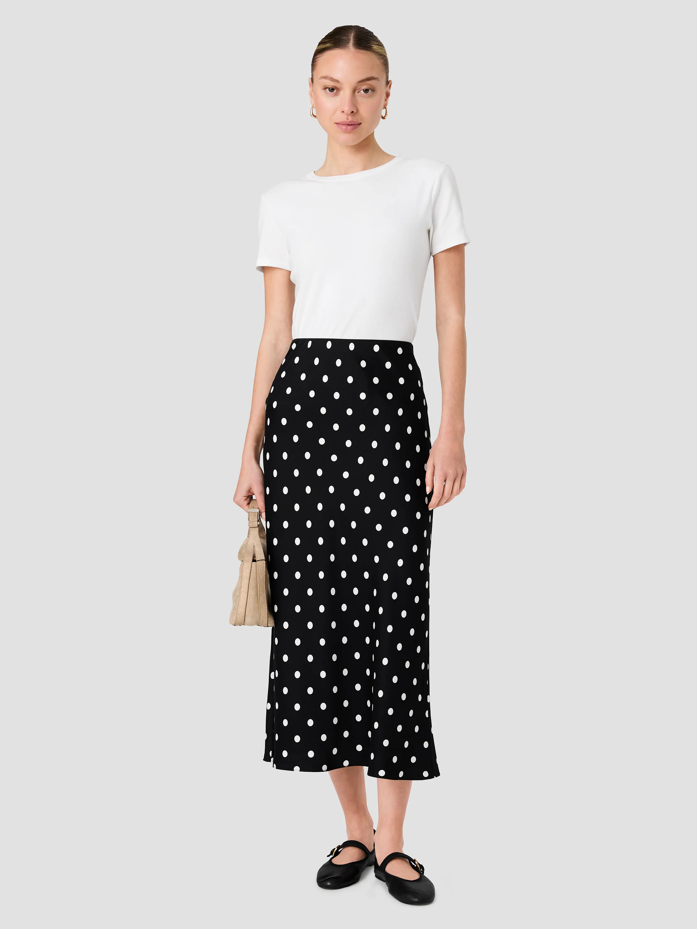 ENNIS SATIN POLKA DOT MIDI SKIRT - Image 3